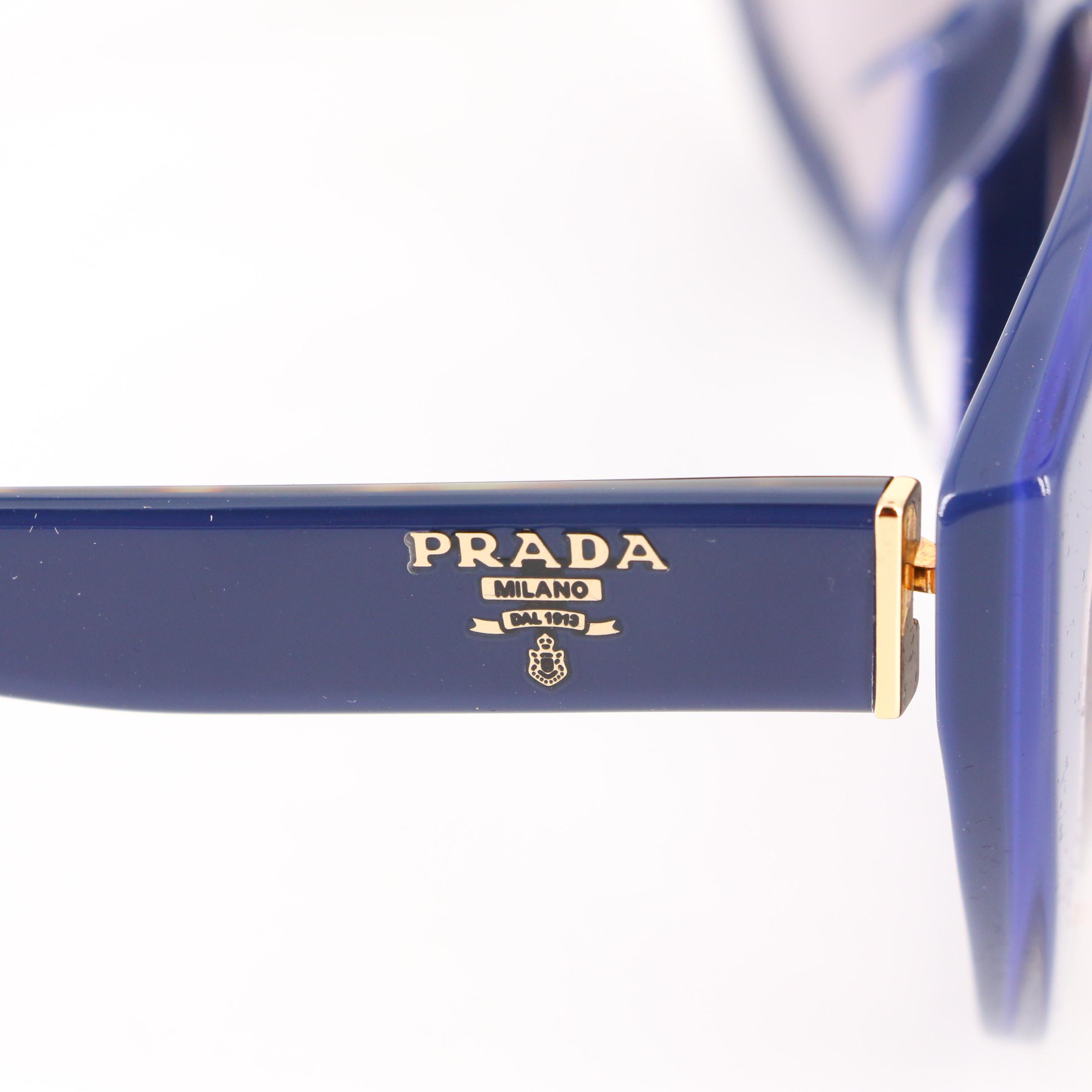 Prada SPR16X-F Blue Modified Cat Eye Sunglasses with Case and Box