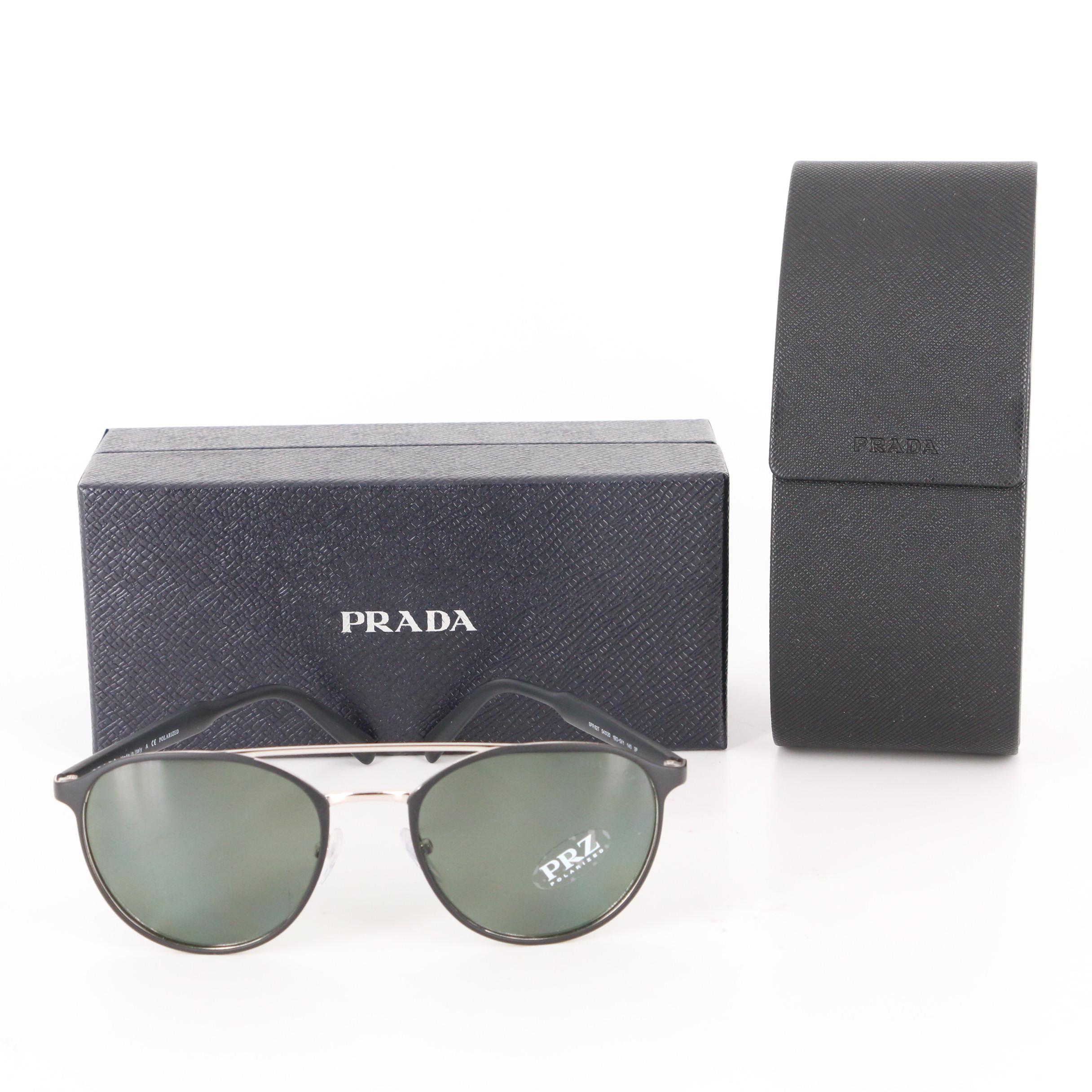 Prada SPR62T Polarized Round Sunglasses with Case and Box