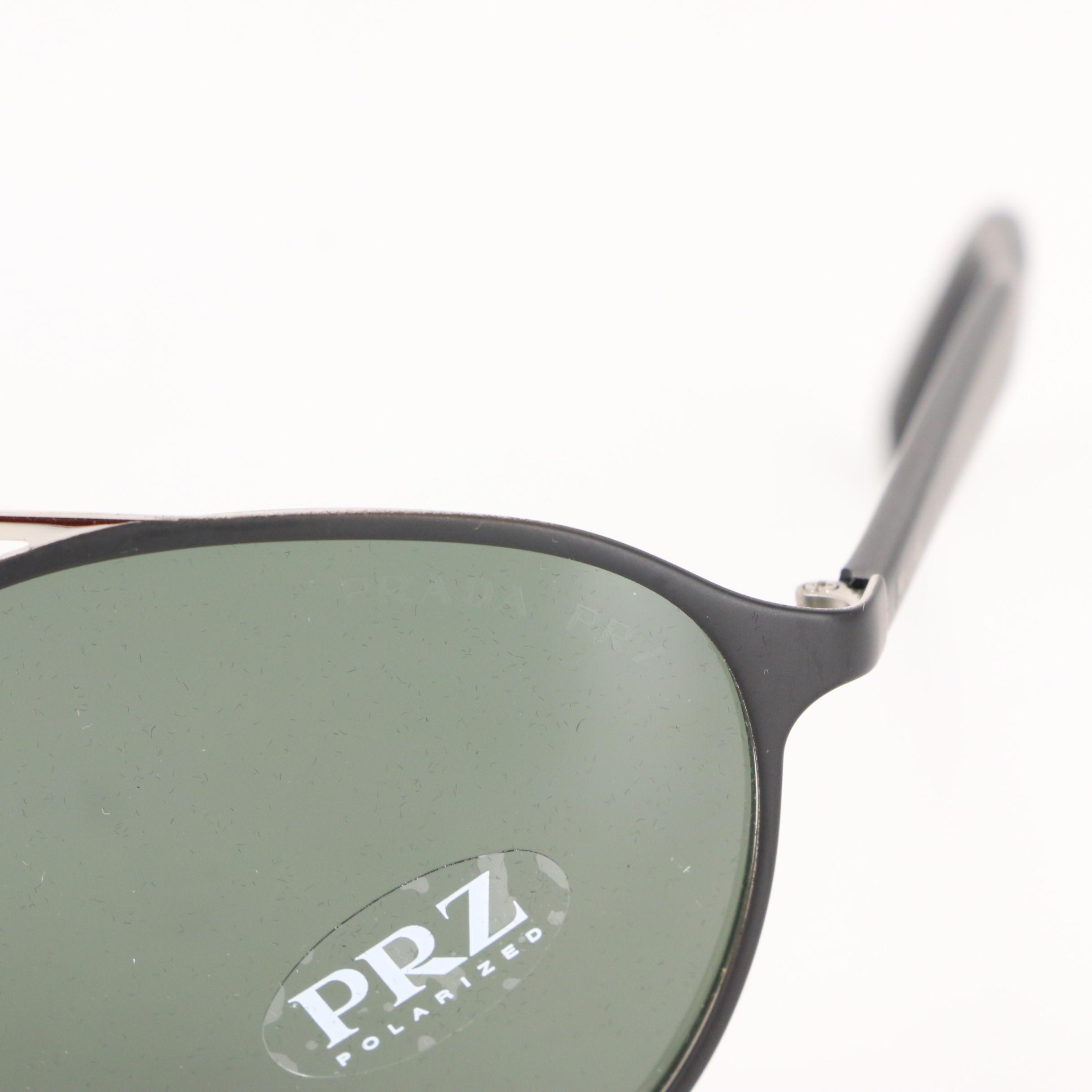 Prada SPR62T Polarized Round Sunglasses with Case and Box