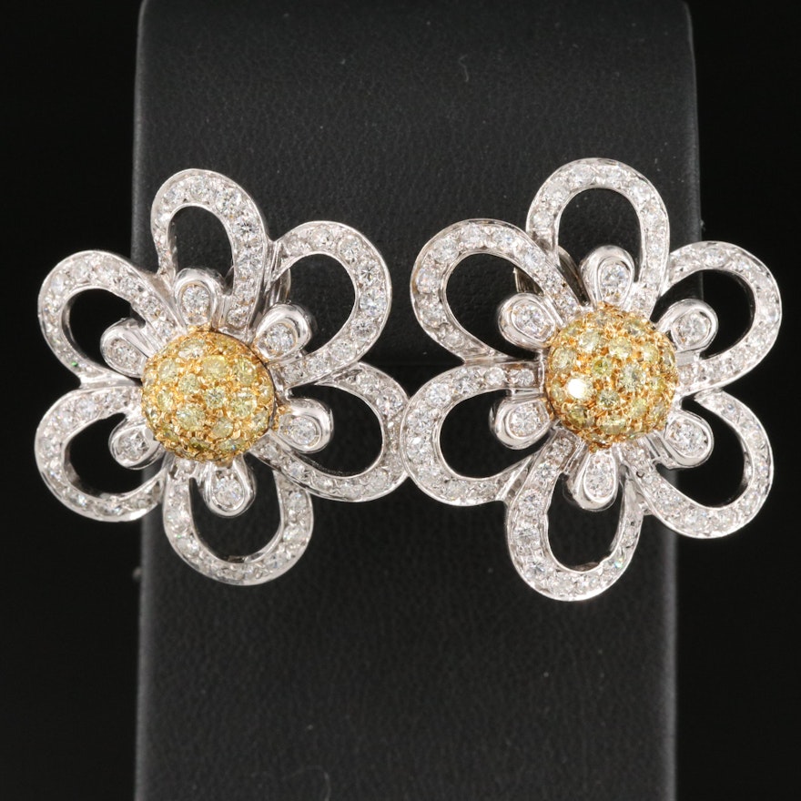 18K 3.15 CTW Diamond Floral Earrings