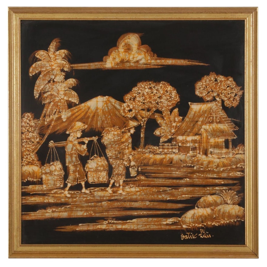 Batik of Farmers Carrying Harvest, Circa 2000