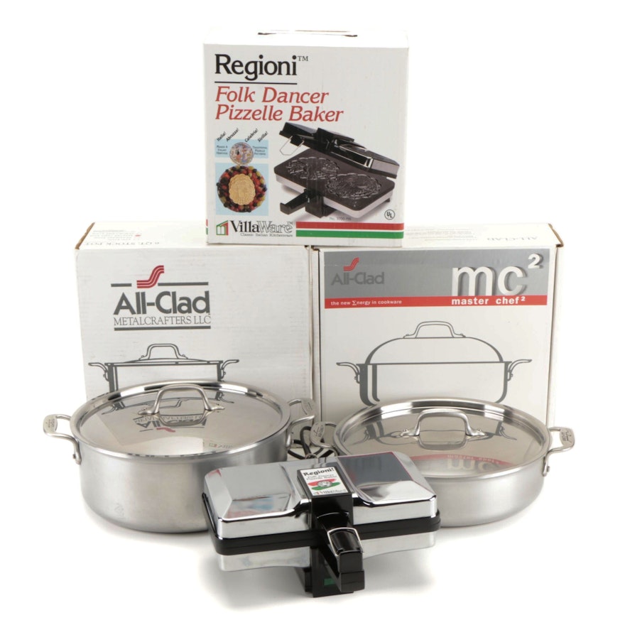 All-Clad Master Chef Stockpot and Sauteuse with Regioni Pizzelle Baker