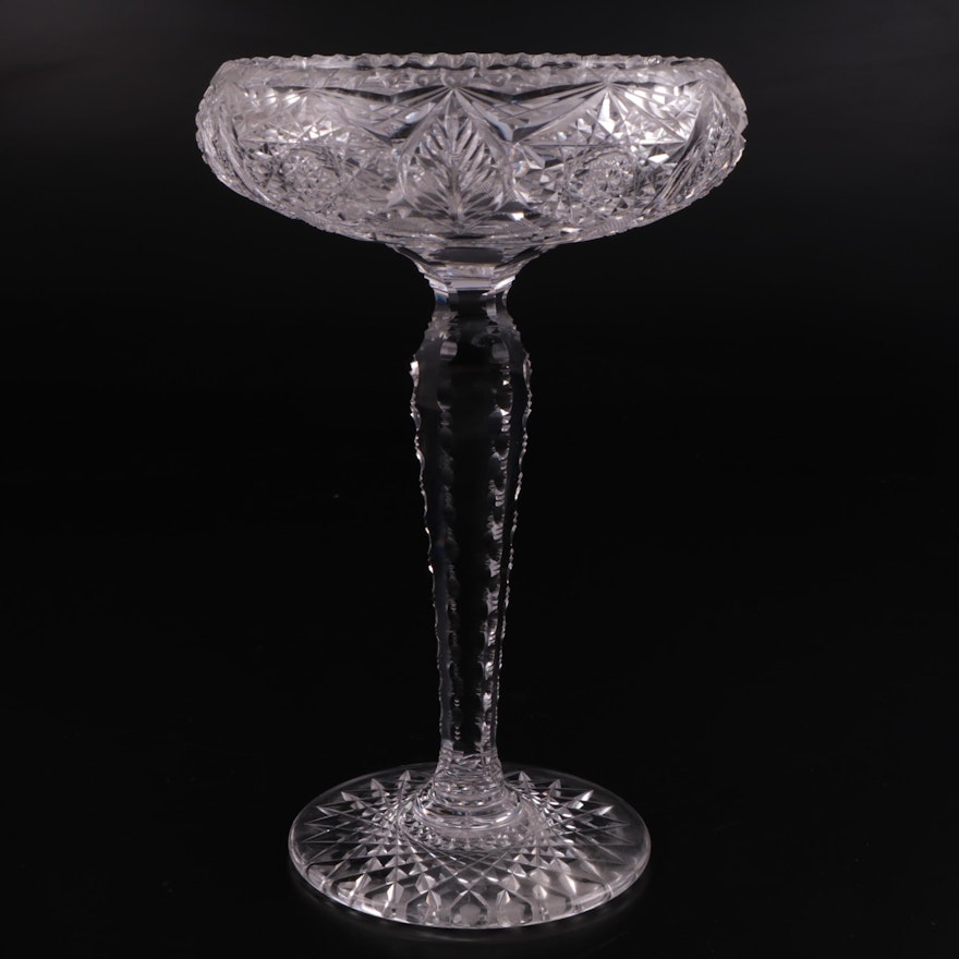 American Brilliant Style Cut Glass Compote, 20th Century