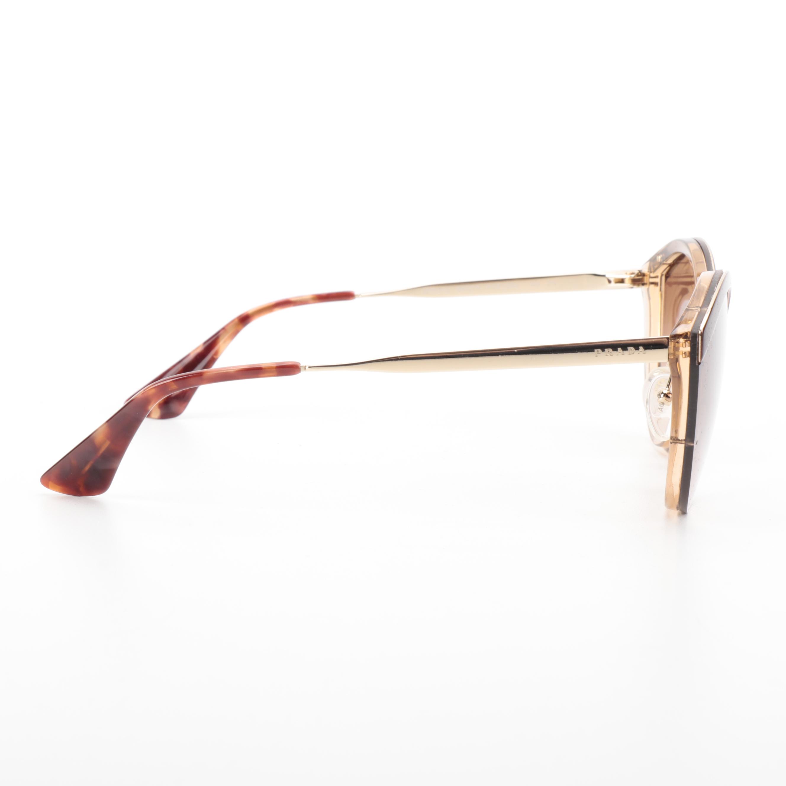 Prada SPR07U Brown Modified Cat Eye Sunglasses with Case