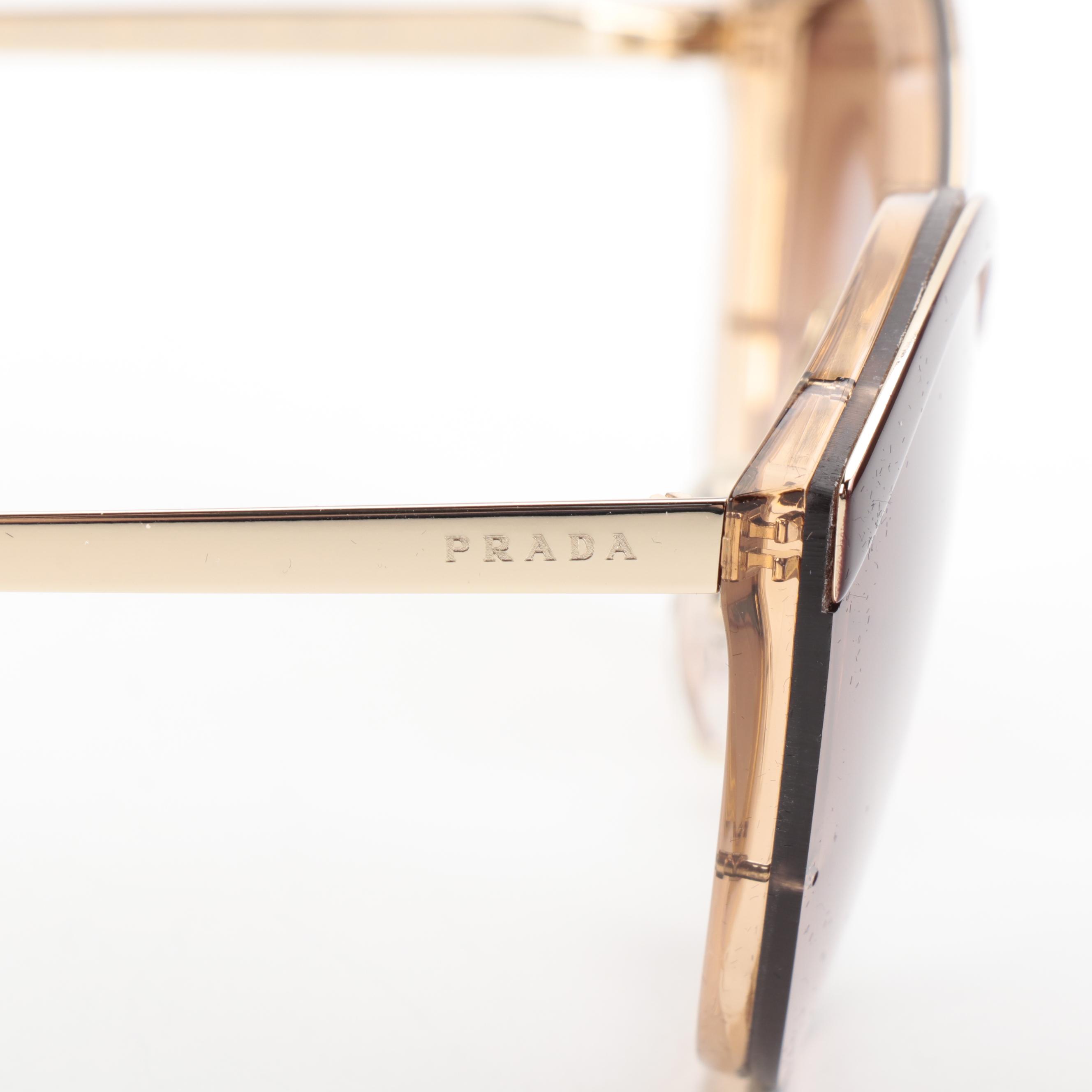 Prada SPR07U Brown Modified Cat Eye Sunglasses with Case