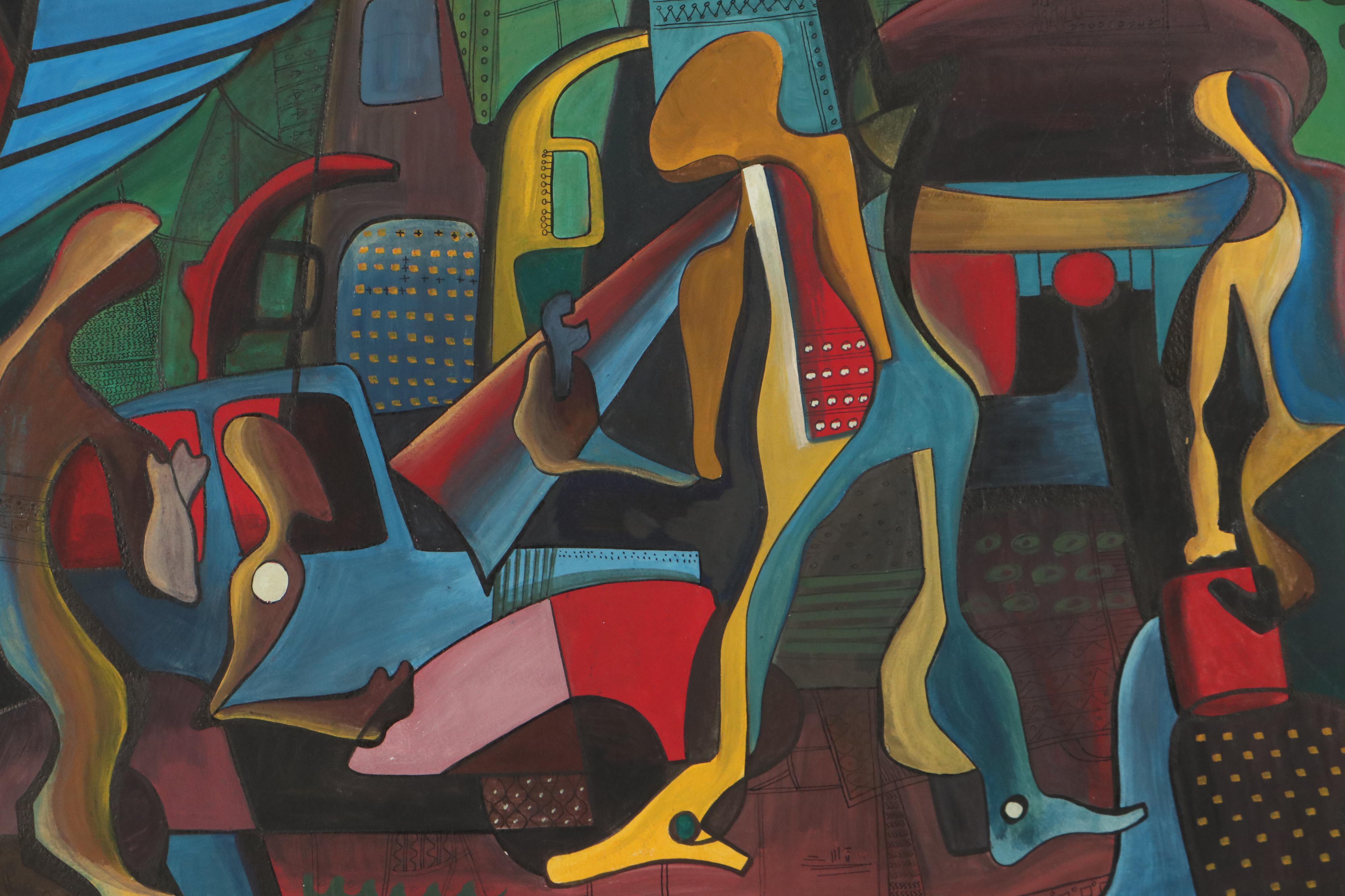 Walter Sorge Biomorphic Figural Gouache Painting