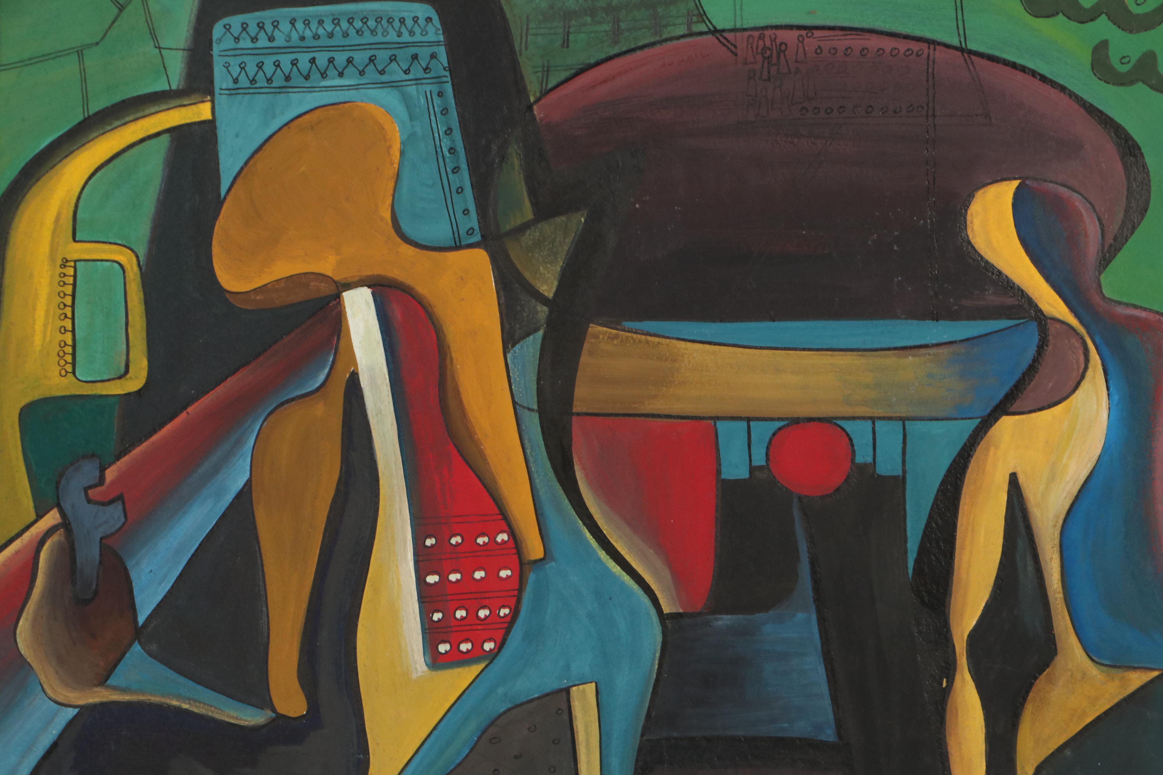 Walter Sorge Biomorphic Figural Gouache Painting