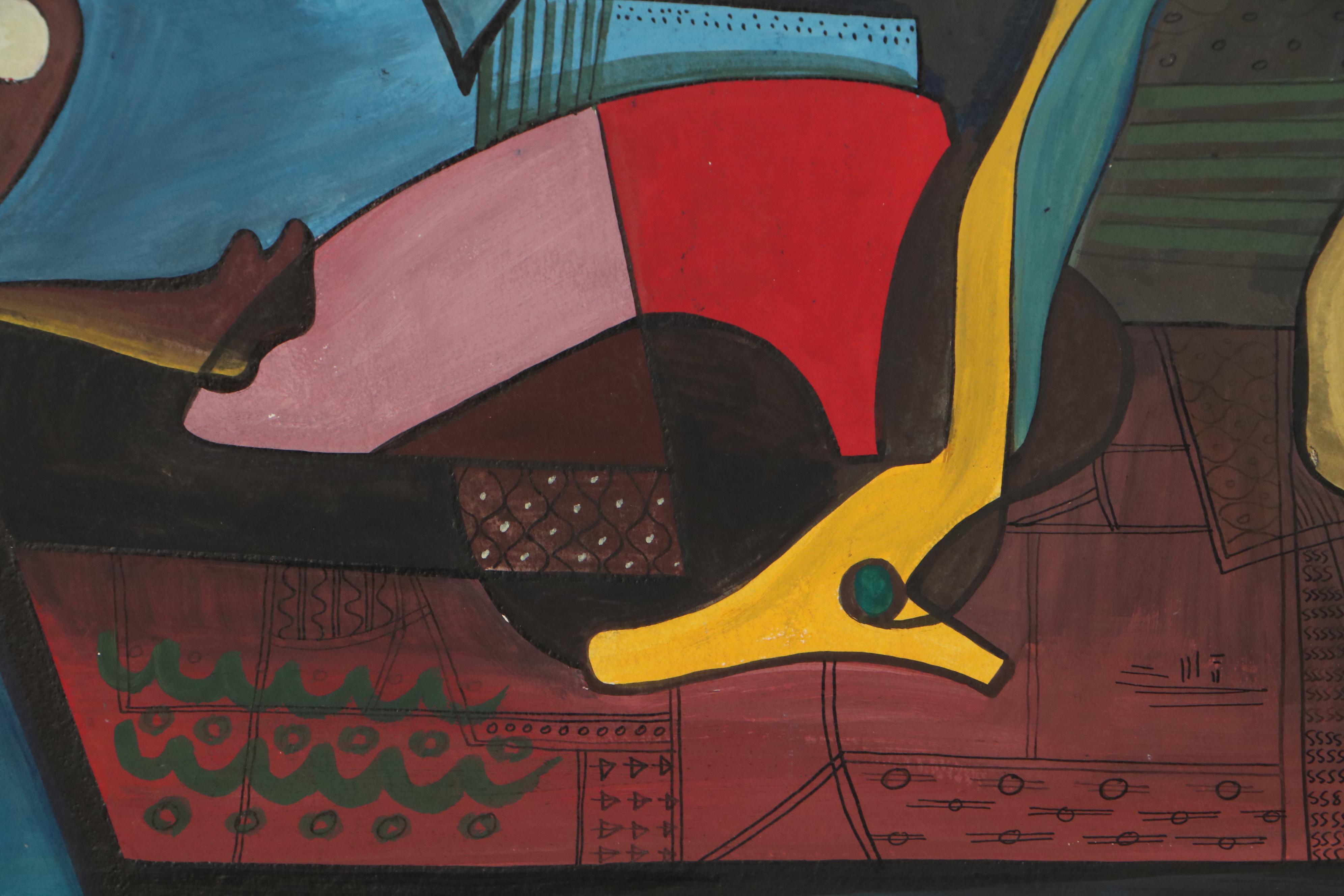 Walter Sorge Biomorphic Figural Gouache Painting