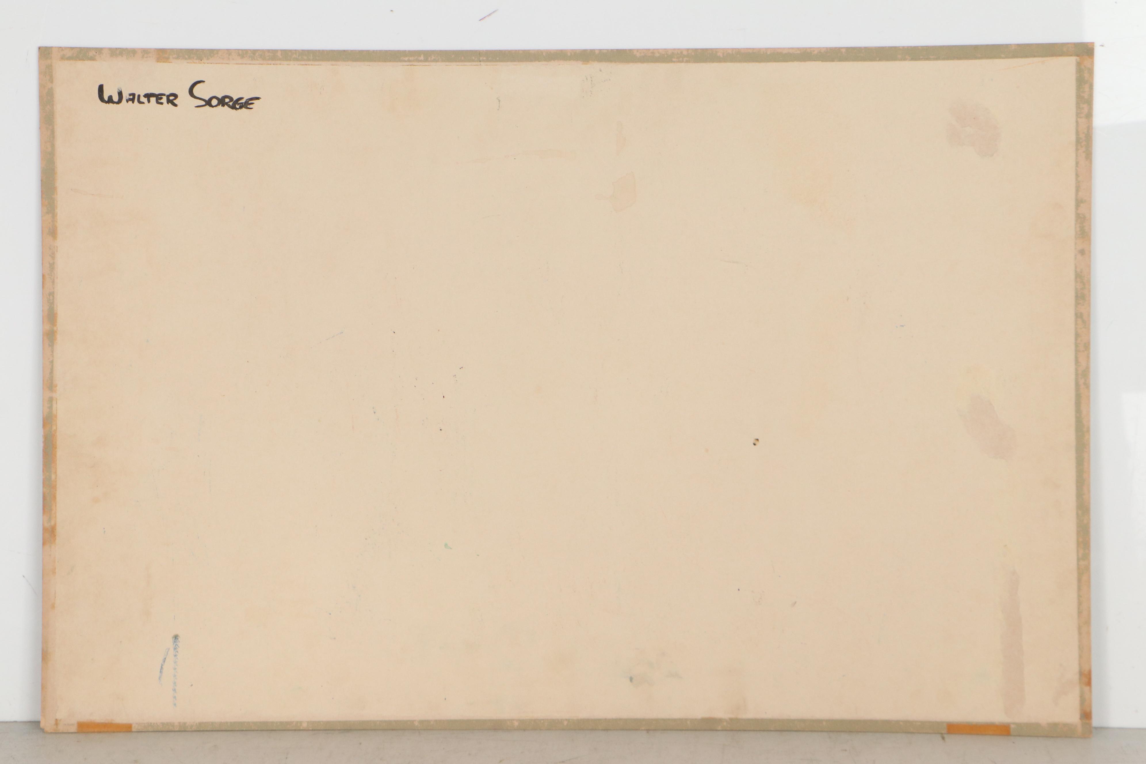 Walter Sorge Biomorphic Figural Gouache Painting