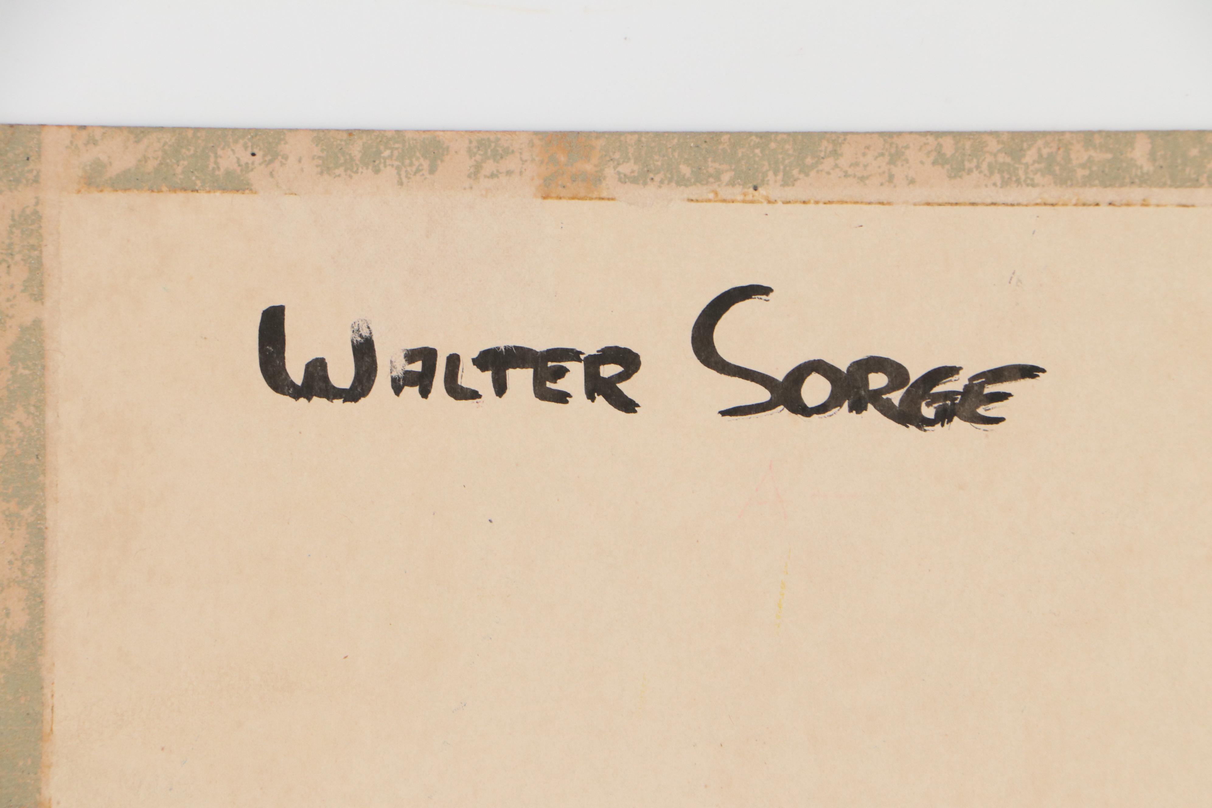 Walter Sorge Biomorphic Figural Gouache Painting