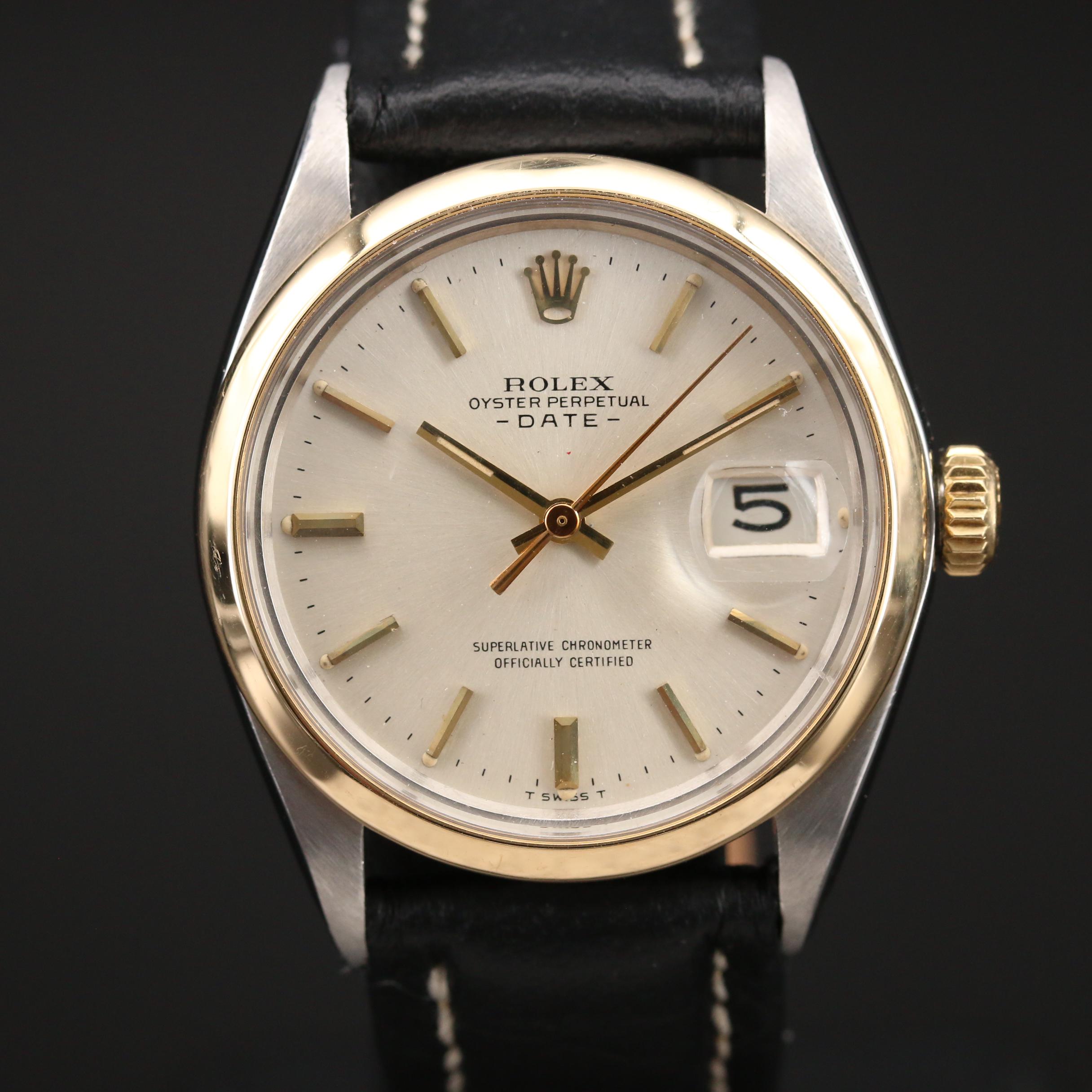 1970 Rolex Oyster Perpetual Date 18K Gold and Stainless Steel Watch