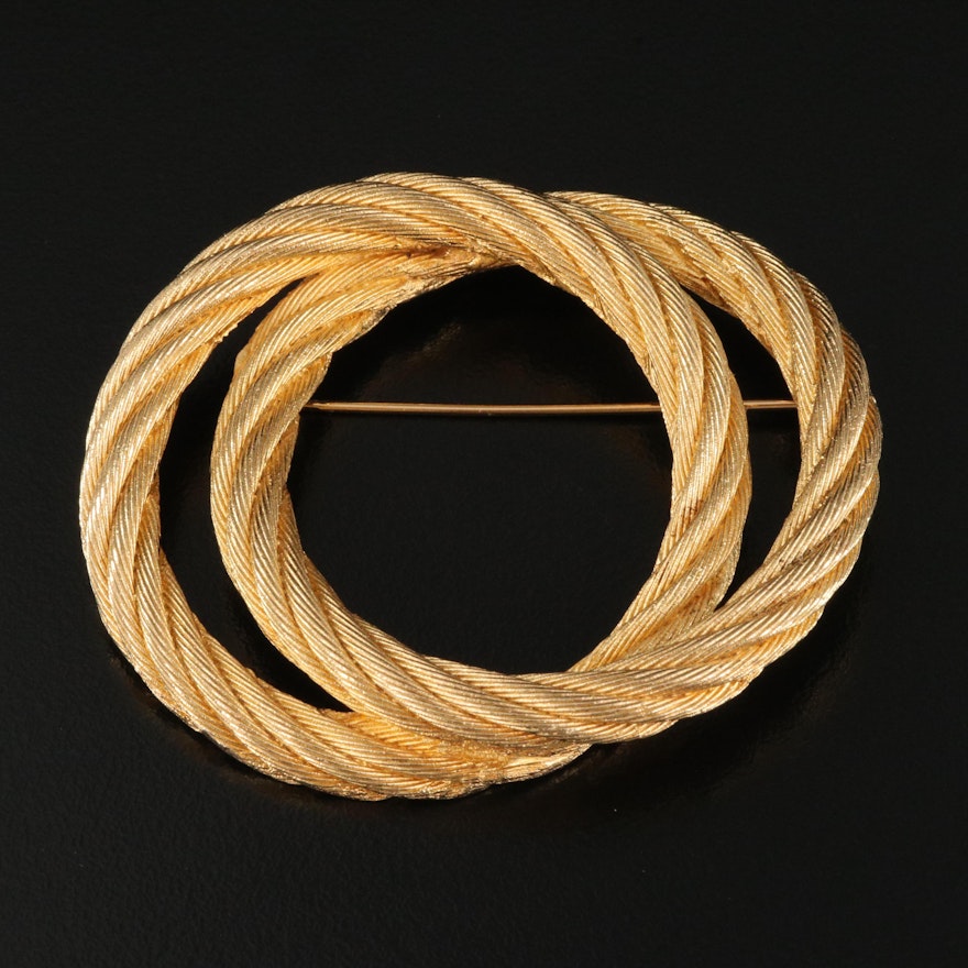 Christian Dior Interlocking Rope Circles Brooch