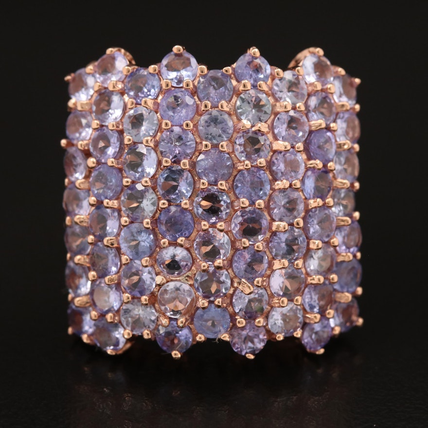 Sterling Tanzanite Cluster Ring