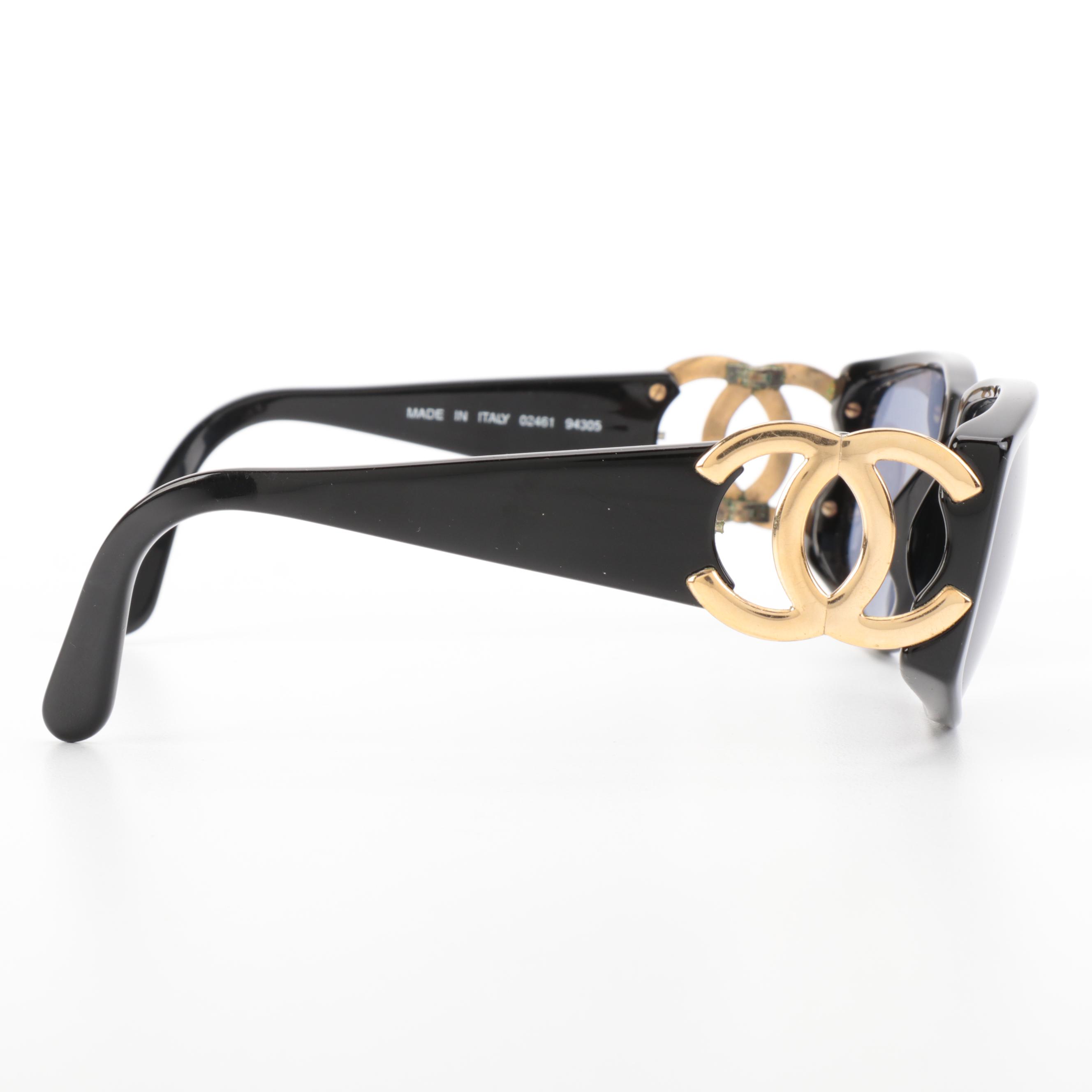 Chanel 02461 CC Logo Black Frame Grey Lens Sunglasses with Case and Box