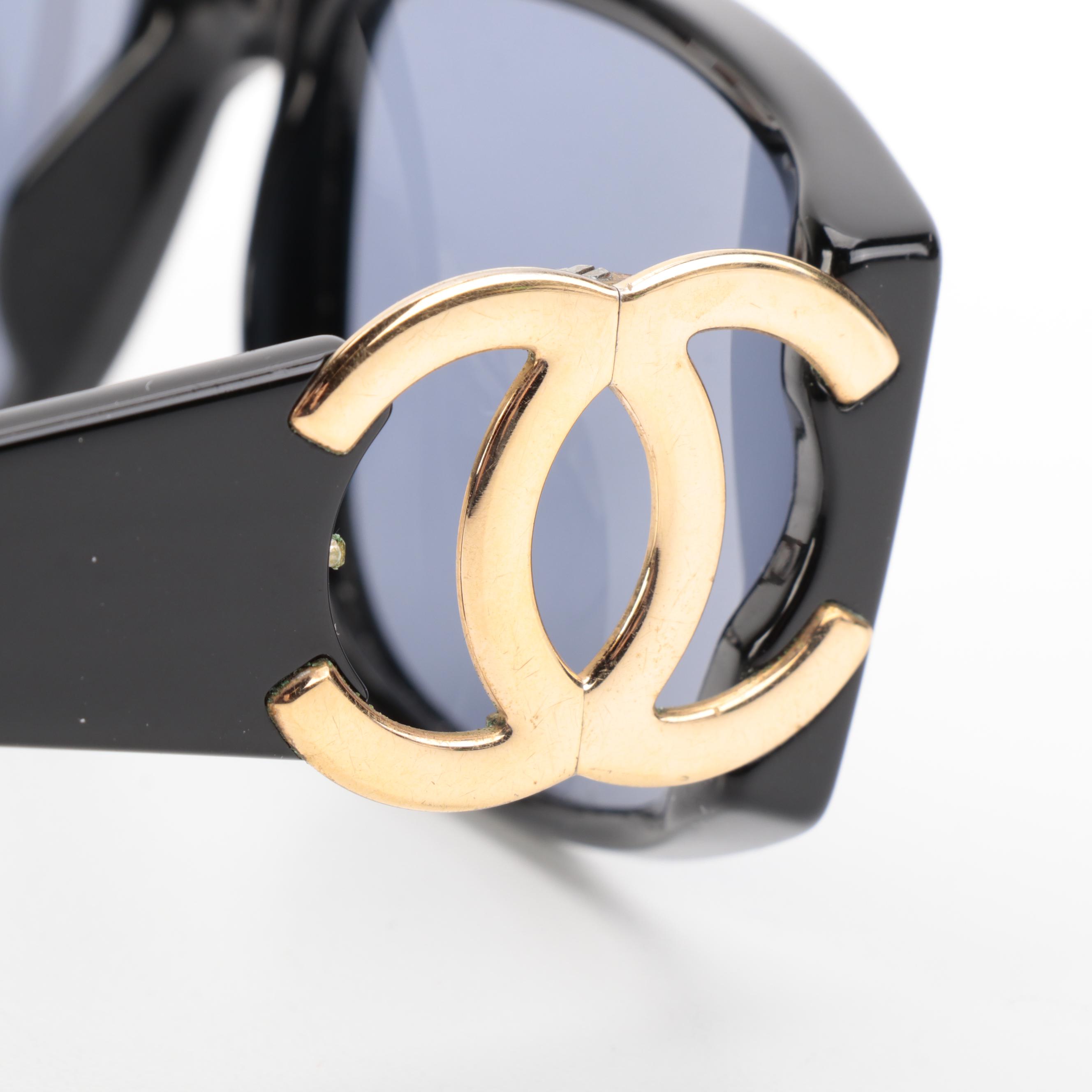 Chanel 02461 CC Logo Black Frame Grey Lens Sunglasses with Case and Box