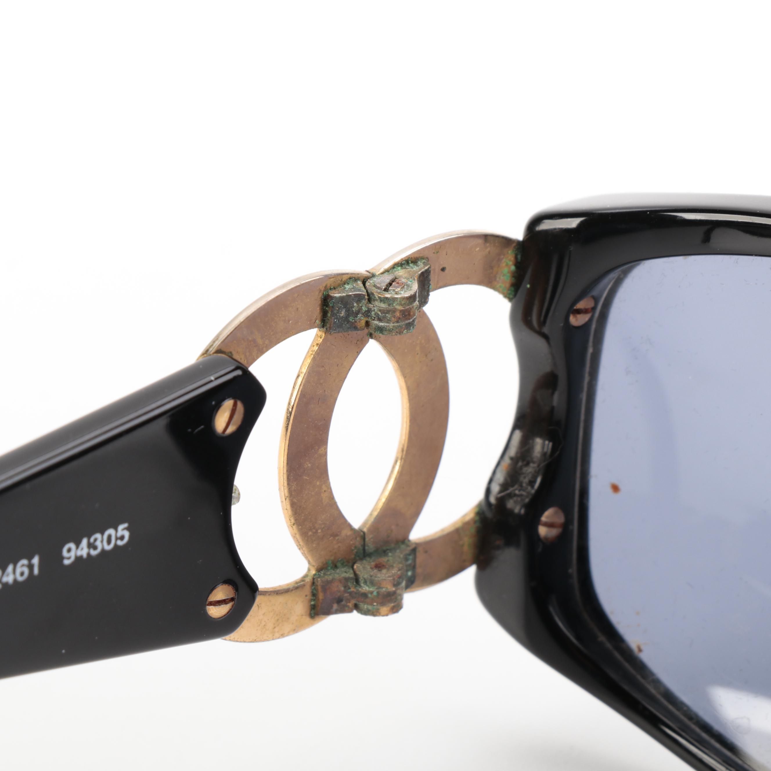 Chanel 02461 CC Logo Black Frame Grey Lens Sunglasses with Case and Box