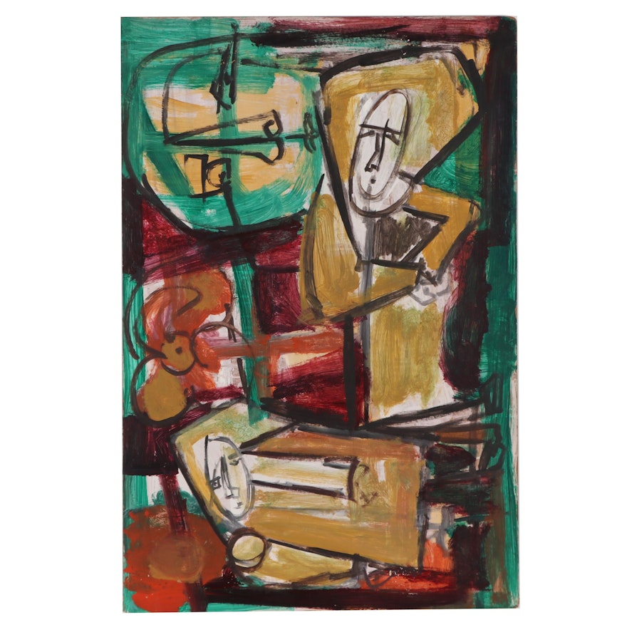 Bernice Fisher Stacy Abstract Figural Oil Painting