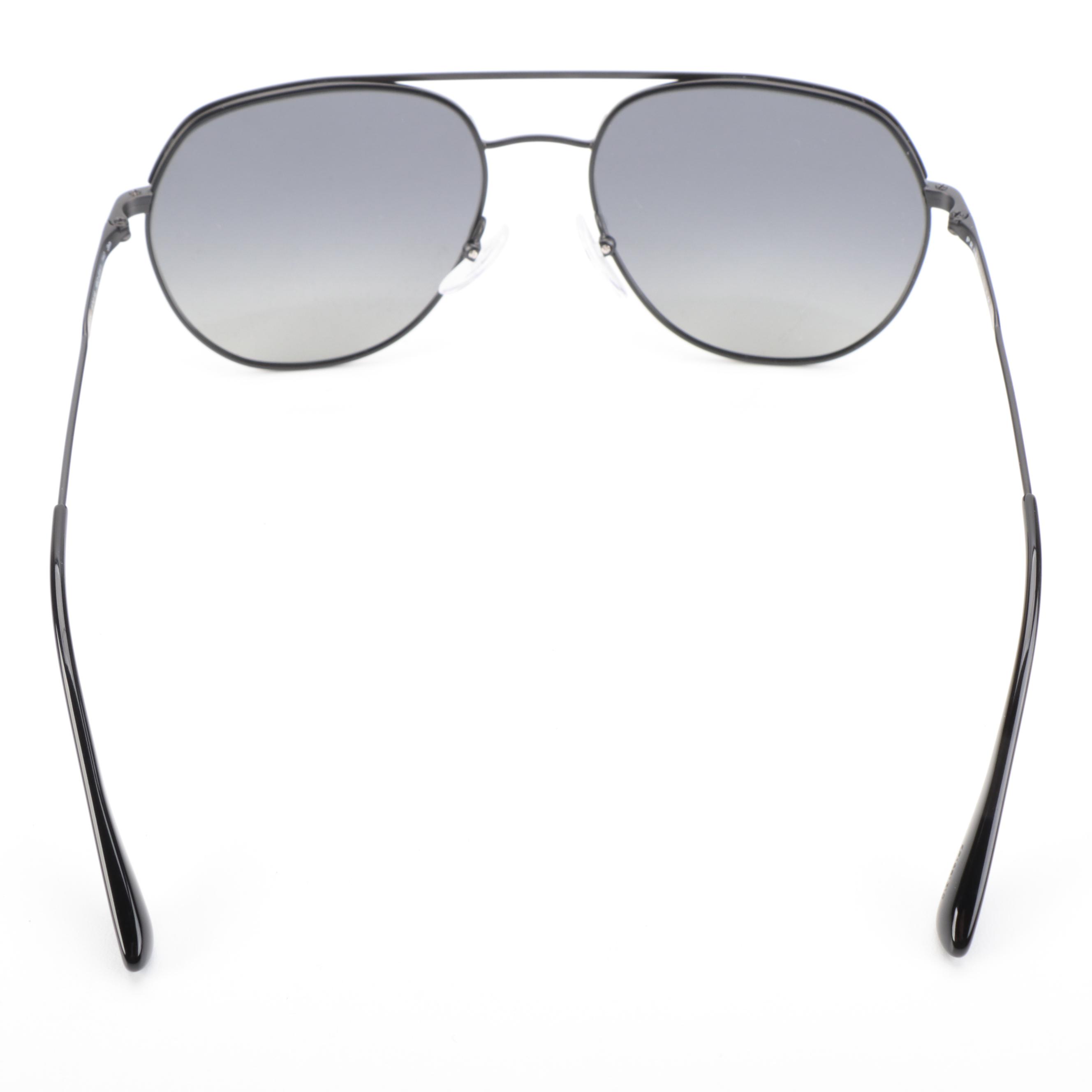 Prada SPR55U Matte Black Aviator Polarized Sunglasses with Case and Box