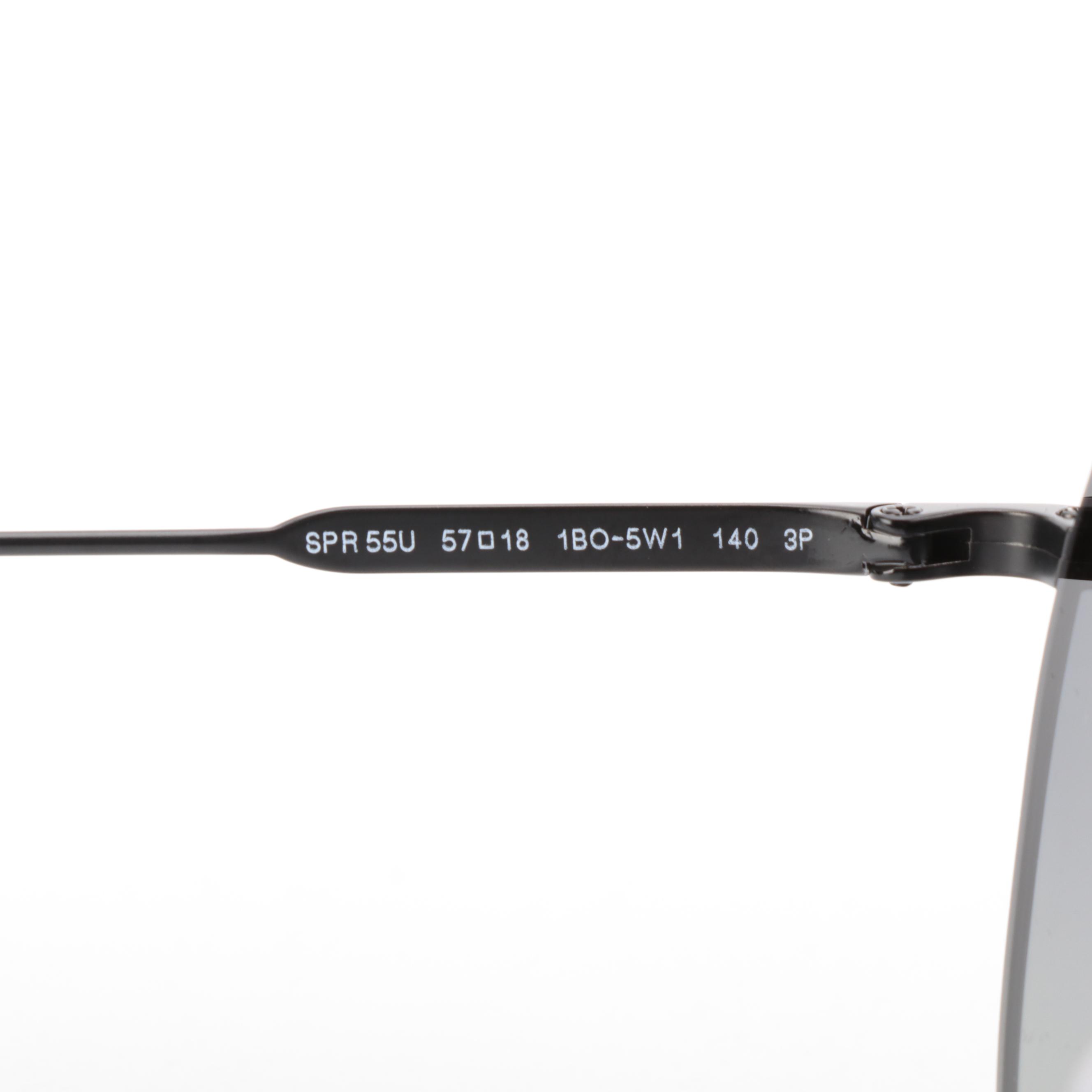 Prada SPR55U Matte Black Aviator Polarized Sunglasses with Case and Box