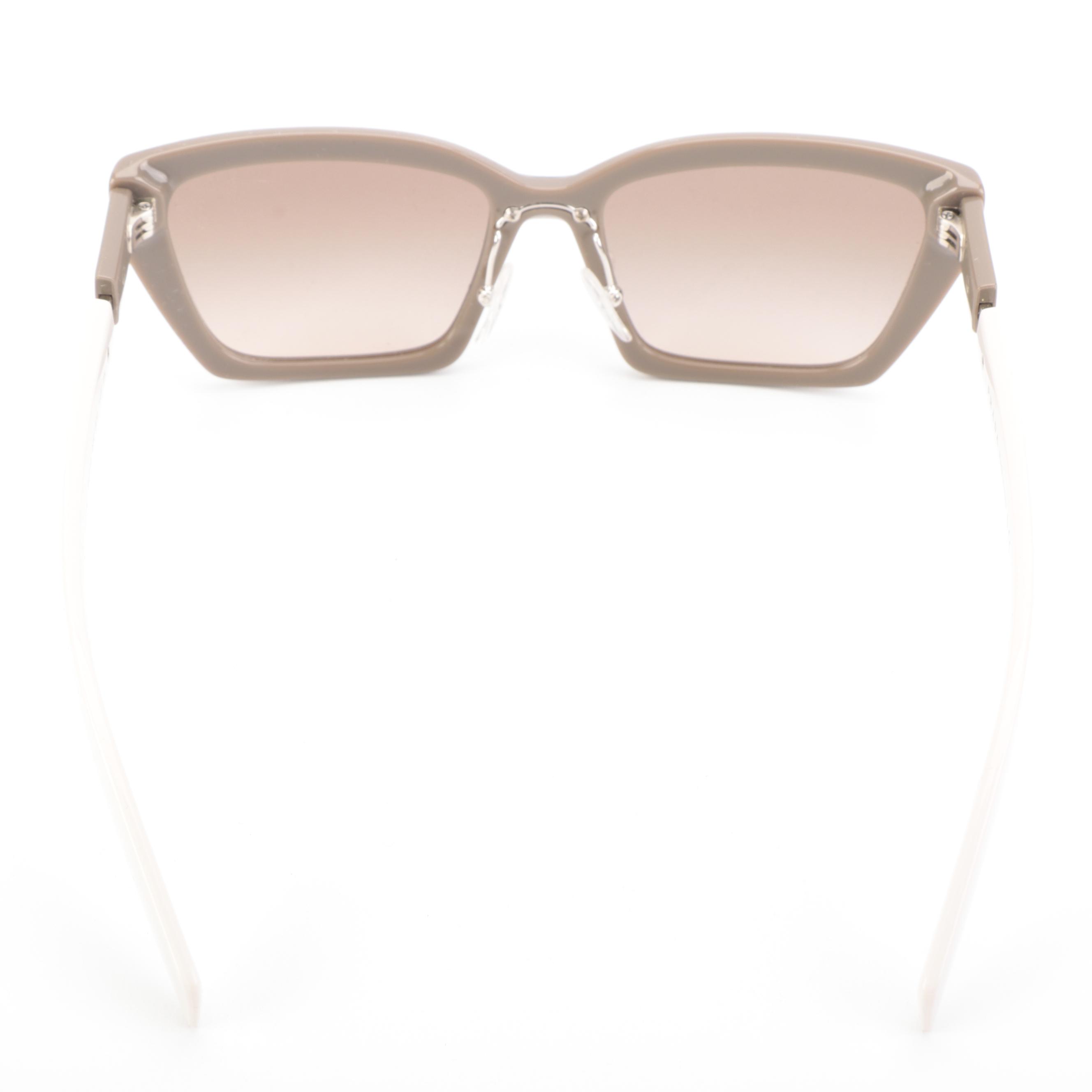 Prada Sunglasses PR14XS Modified Cat Eye Taupe/Off-White Frame Gradient Lens