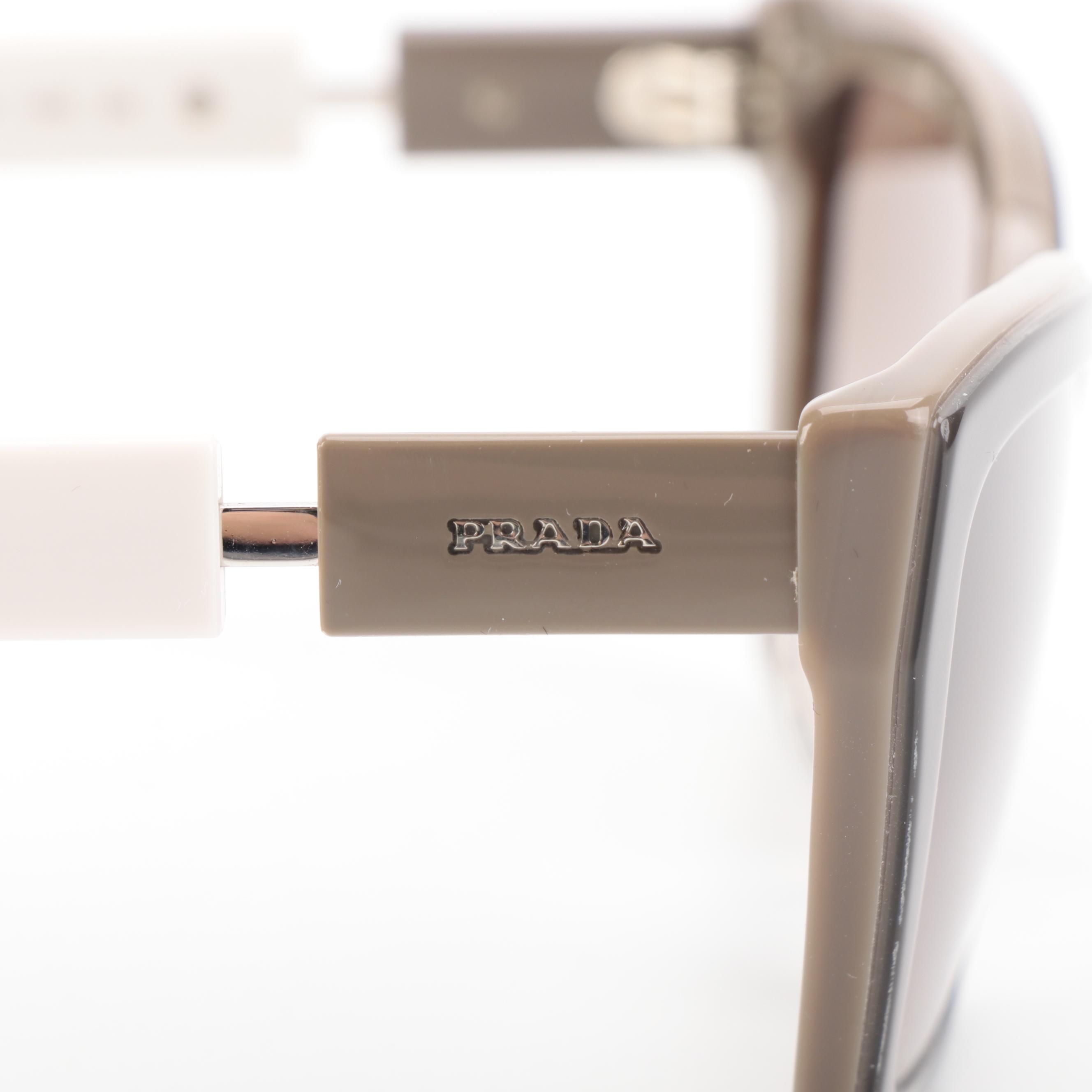 Prada Sunglasses PR14XS Modified Cat Eye Taupe/Off-White Frame Gradient Lens