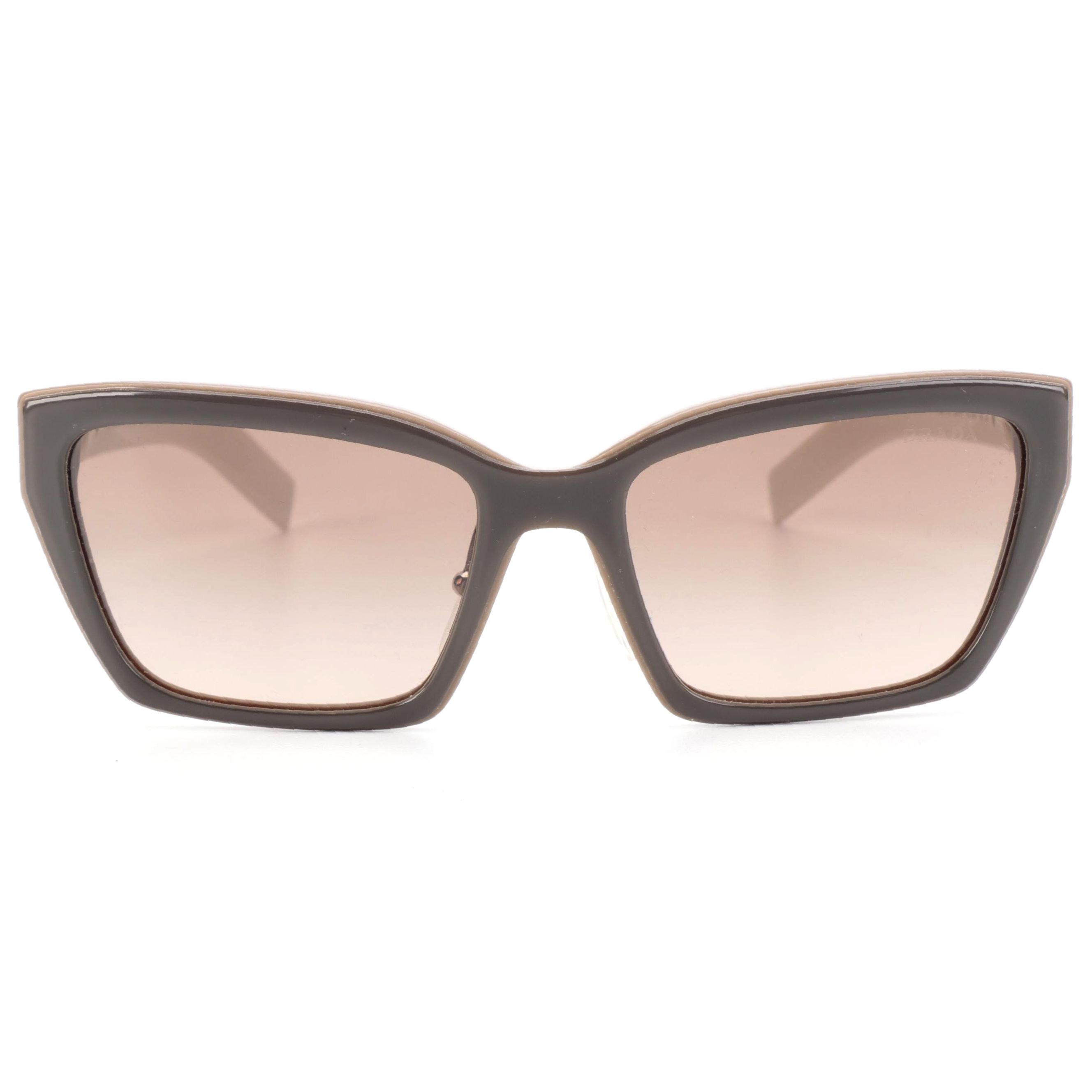 Prada Sunglasses PR14XS Modified Cat Eye Taupe/Off-White Frame Gradient Lens