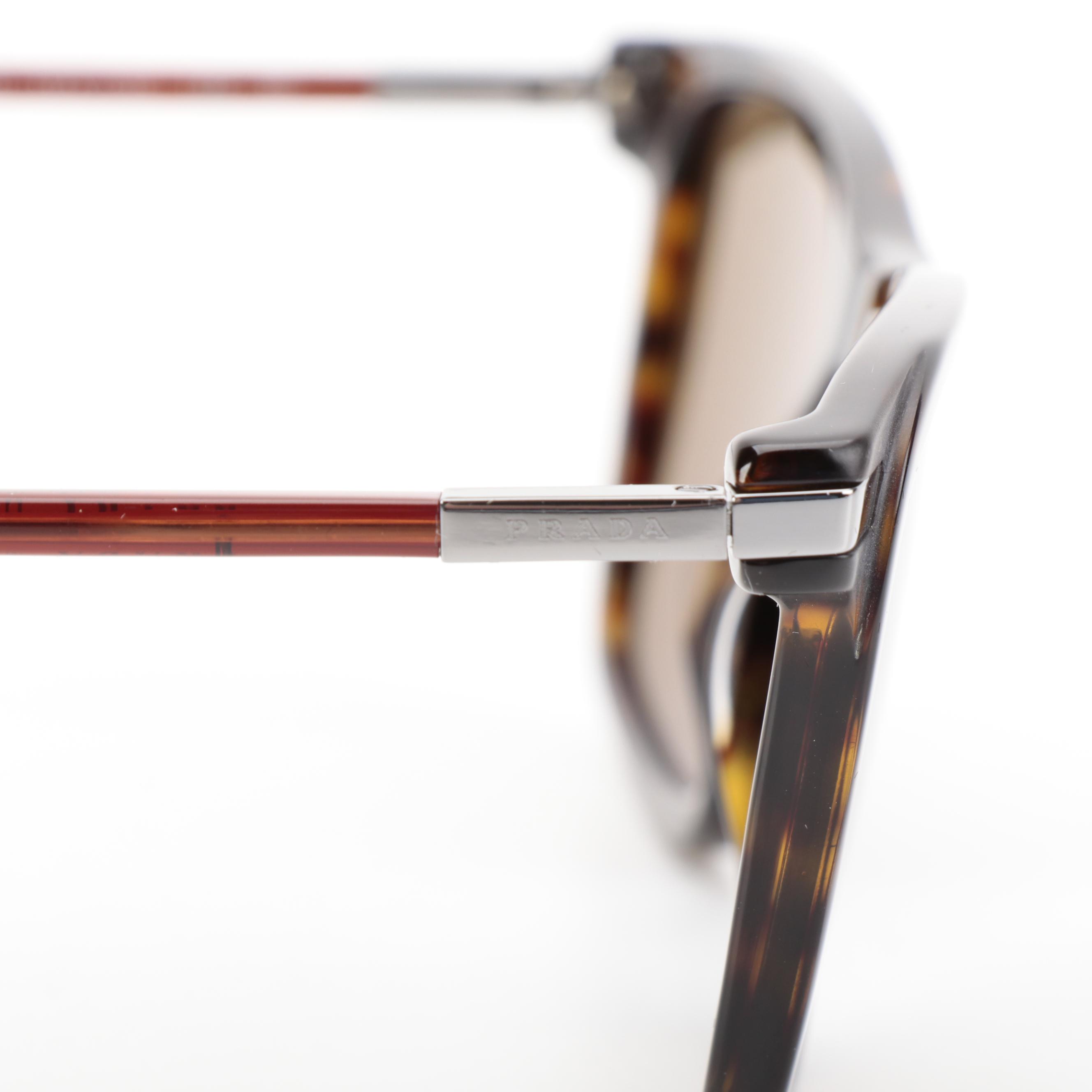 Prada SPR19X Square Havana/Brown Polarized Lens Sunglasses with Case and Box