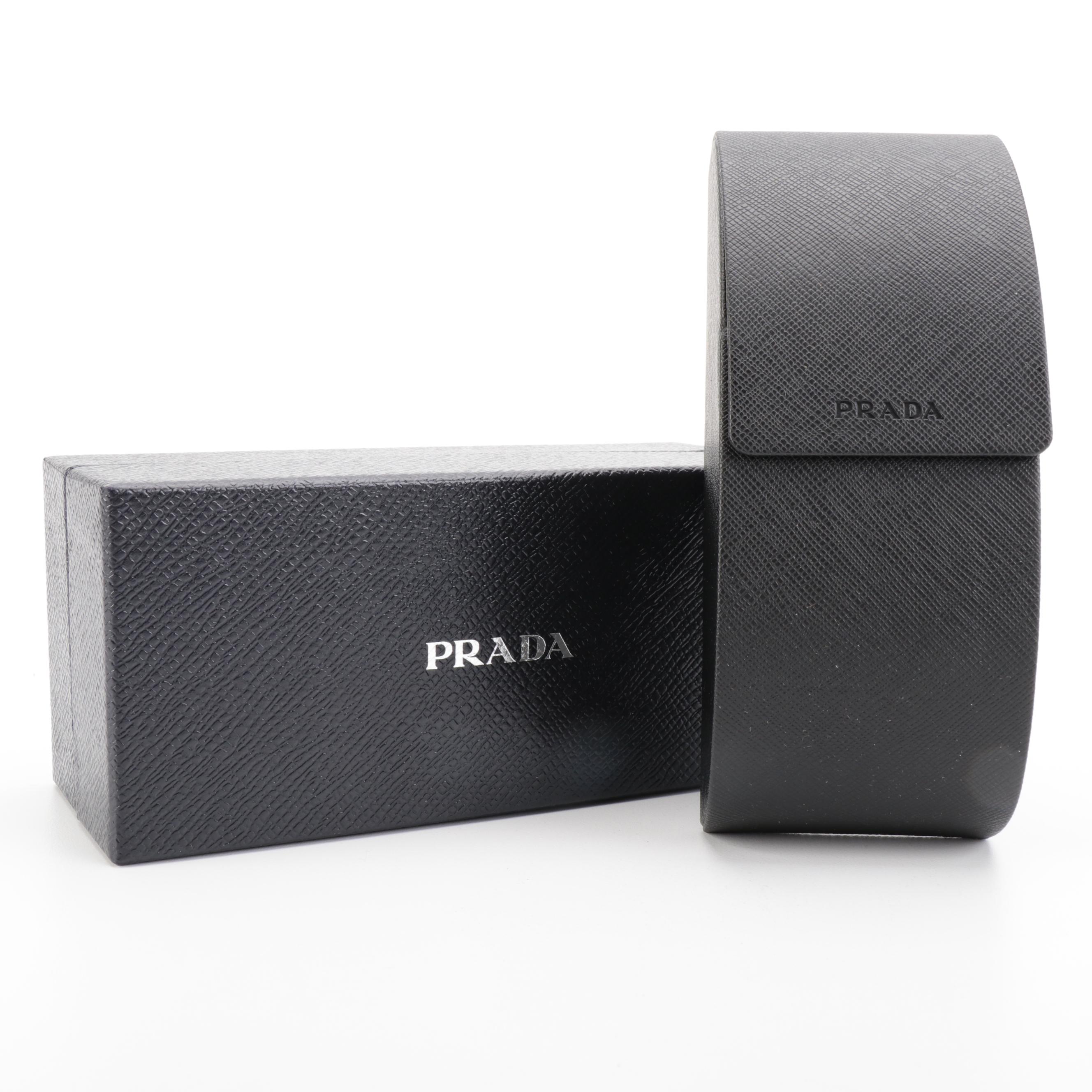 Prada SPR19X Square Havana/Brown Polarized Lens Sunglasses with Case and Box