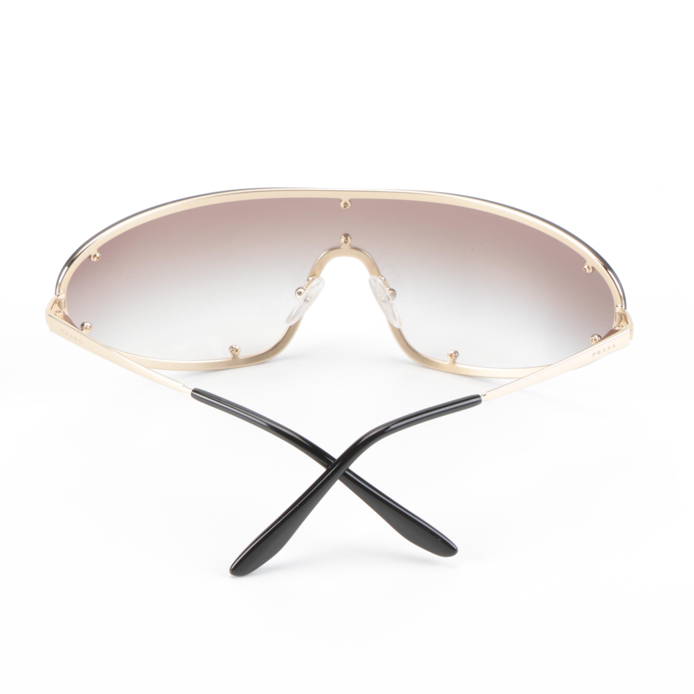 Prada SPR73V Shield Sunglasses with Case and Box