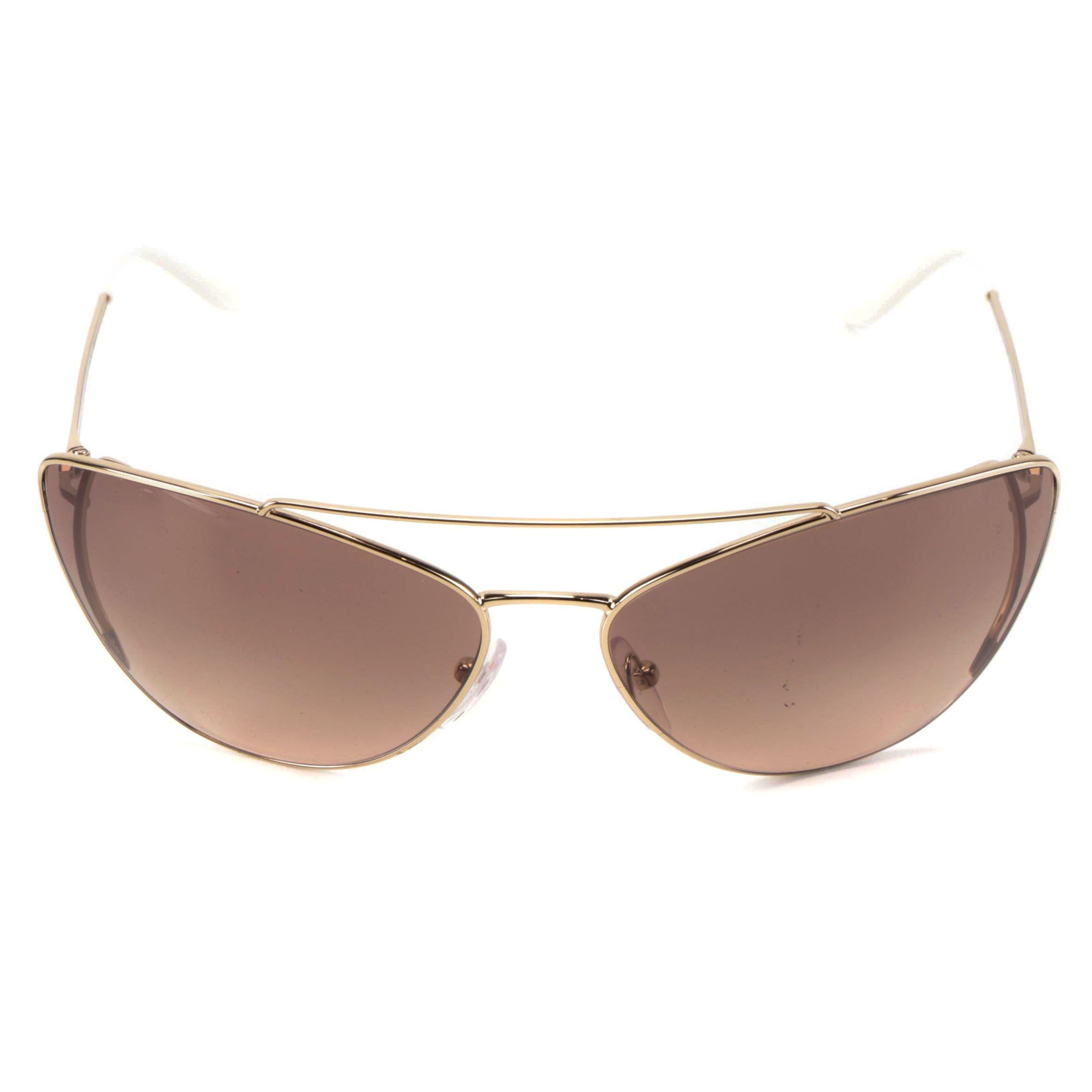 Prada SPR65V Pale Gold Metal Frame Grey Gradient Lens Sunglasses with Case