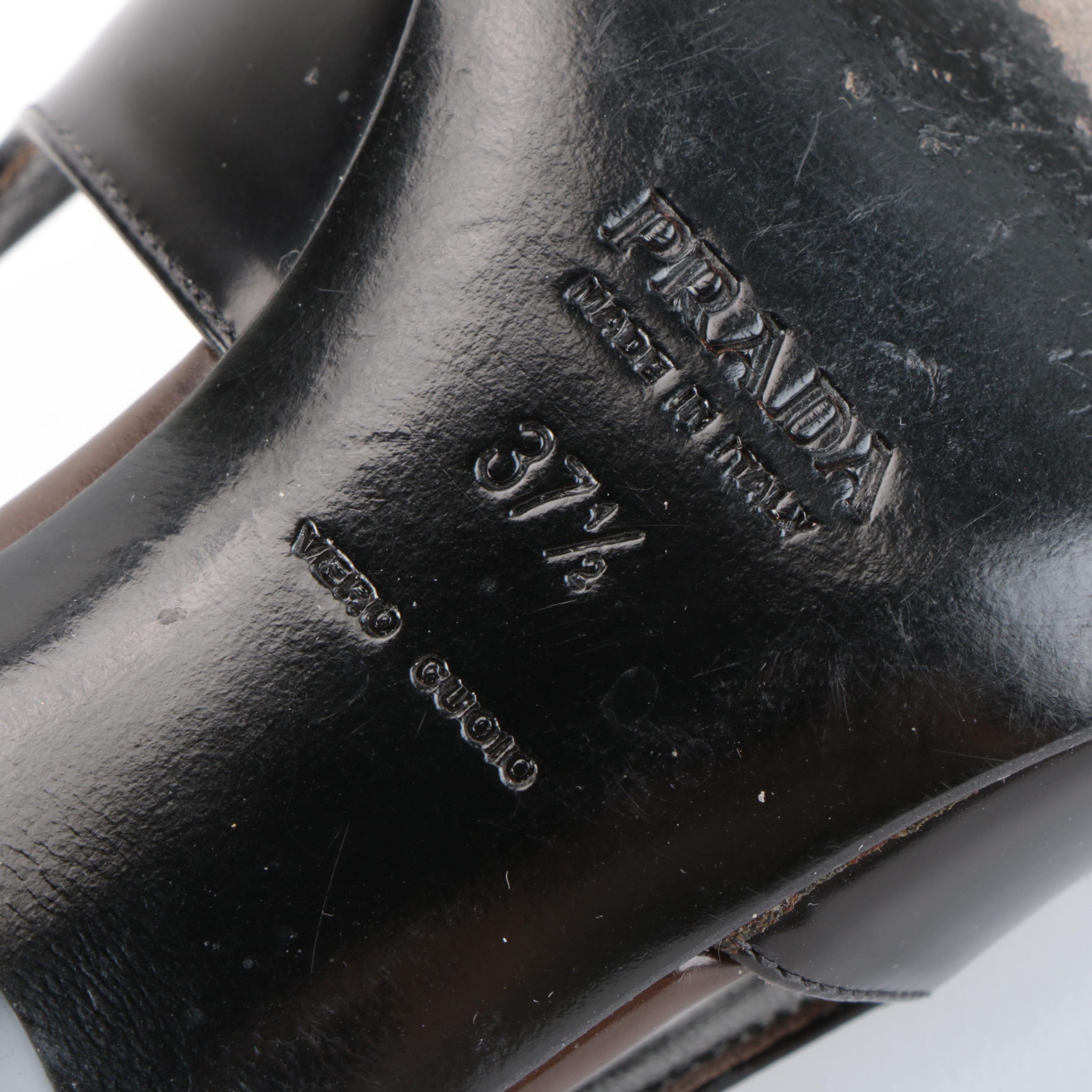 Prada Spazzolato Leather Square Toe Pumps with Box