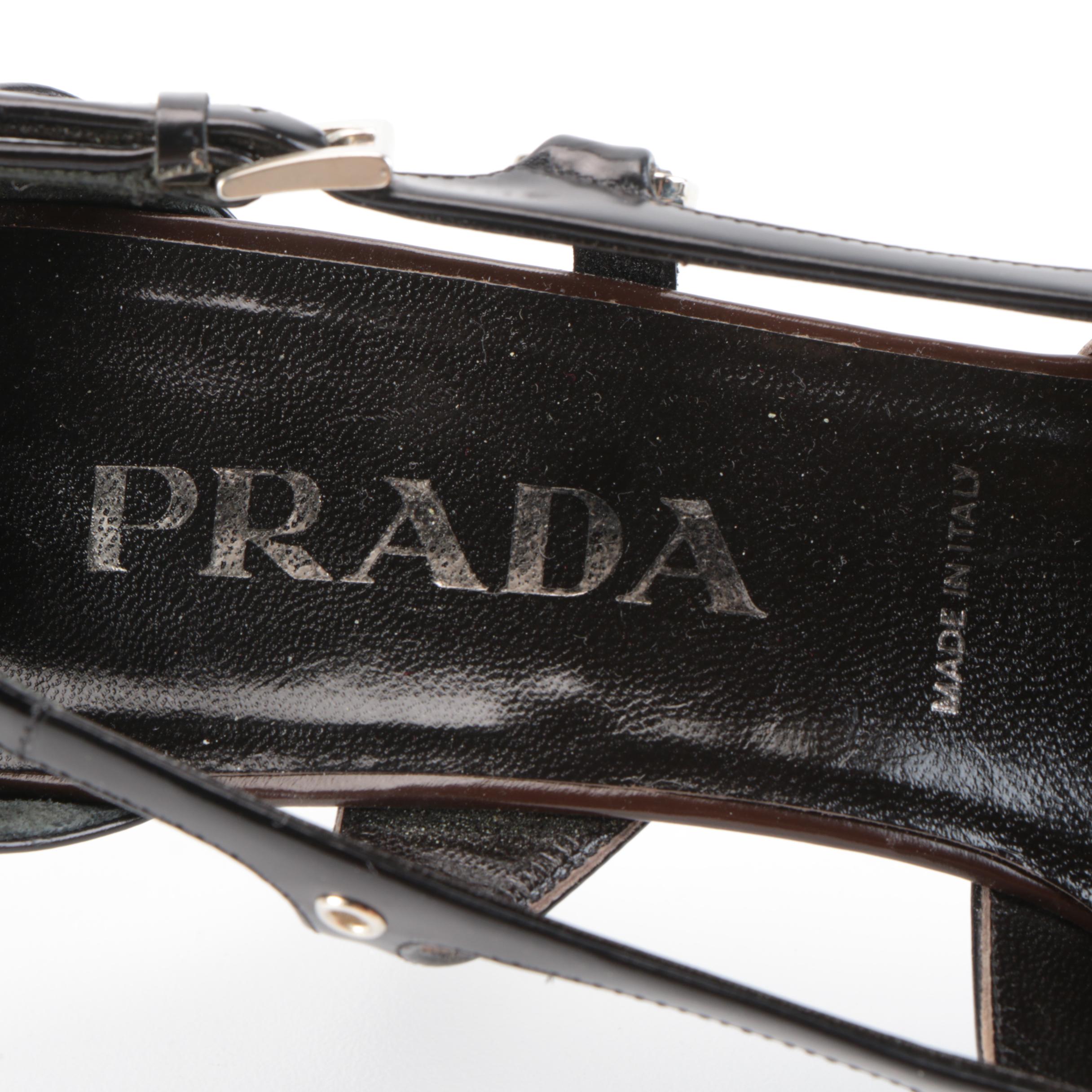 Prada Spazzolato Leather Square Toe Pumps with Box