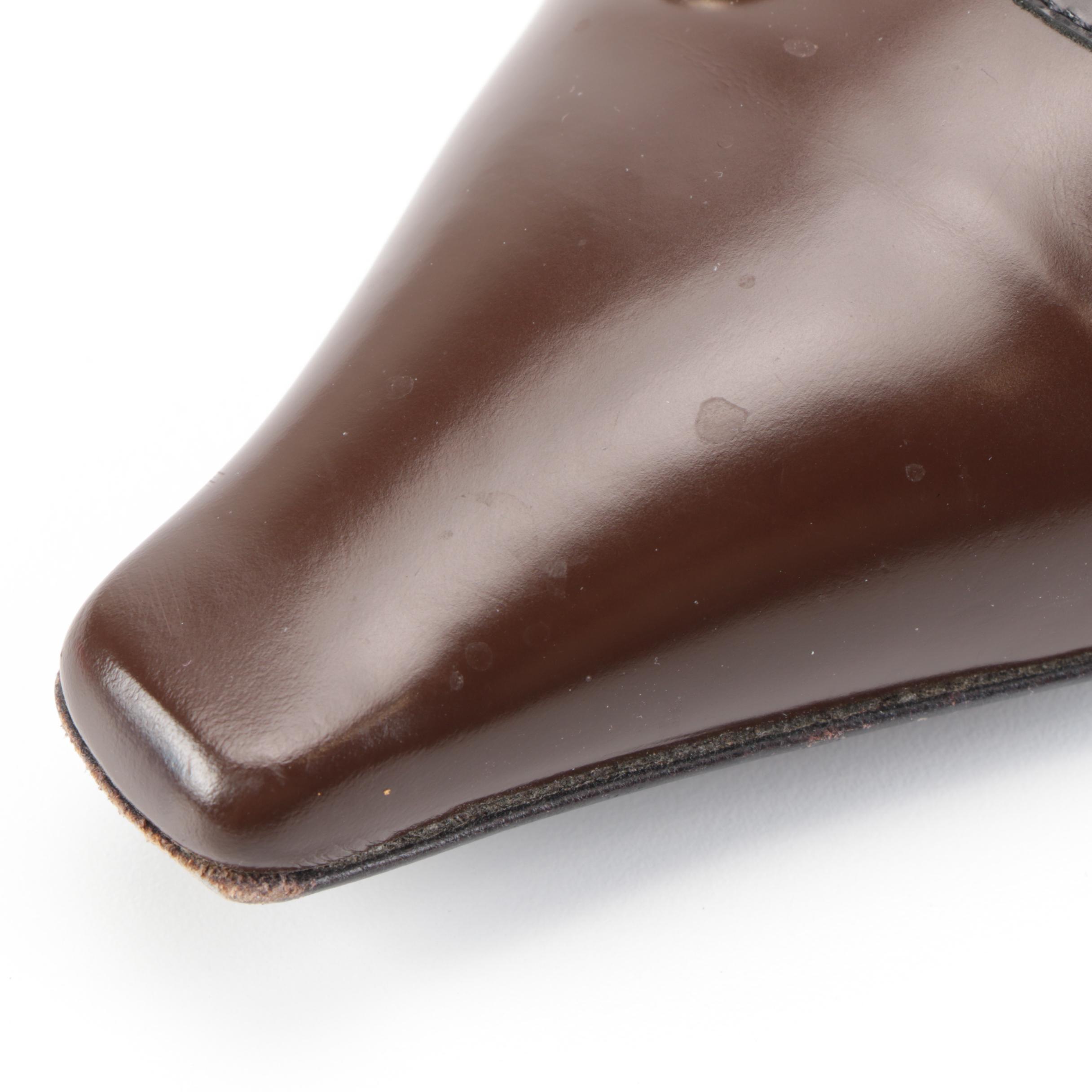 Prada Spazzolato Leather Square Toe Pumps with Box