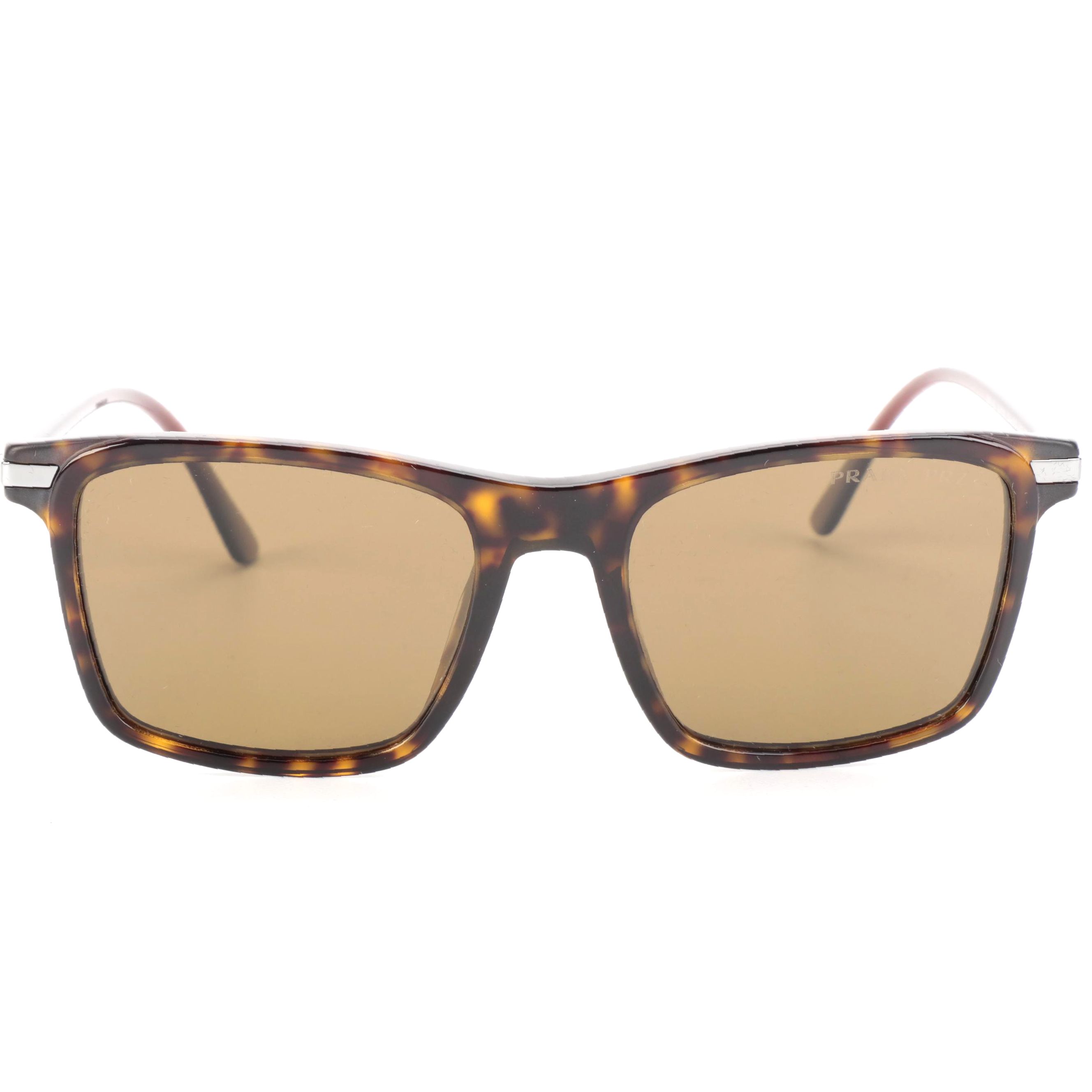 Prada SPR19X Square Havana/Brown Polarized Lens Sunglasses with Case and Box