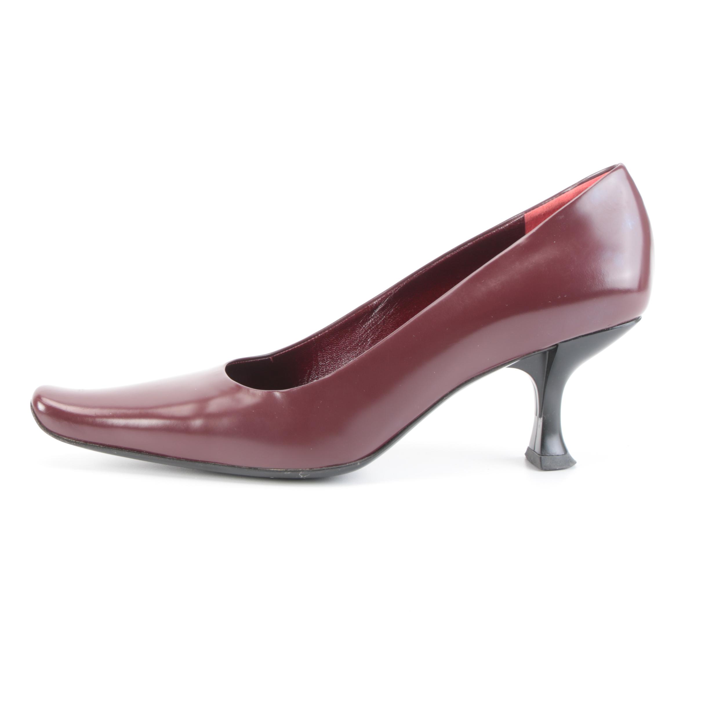 Prada Spazzolato Leather Square Toe Pumps with Box