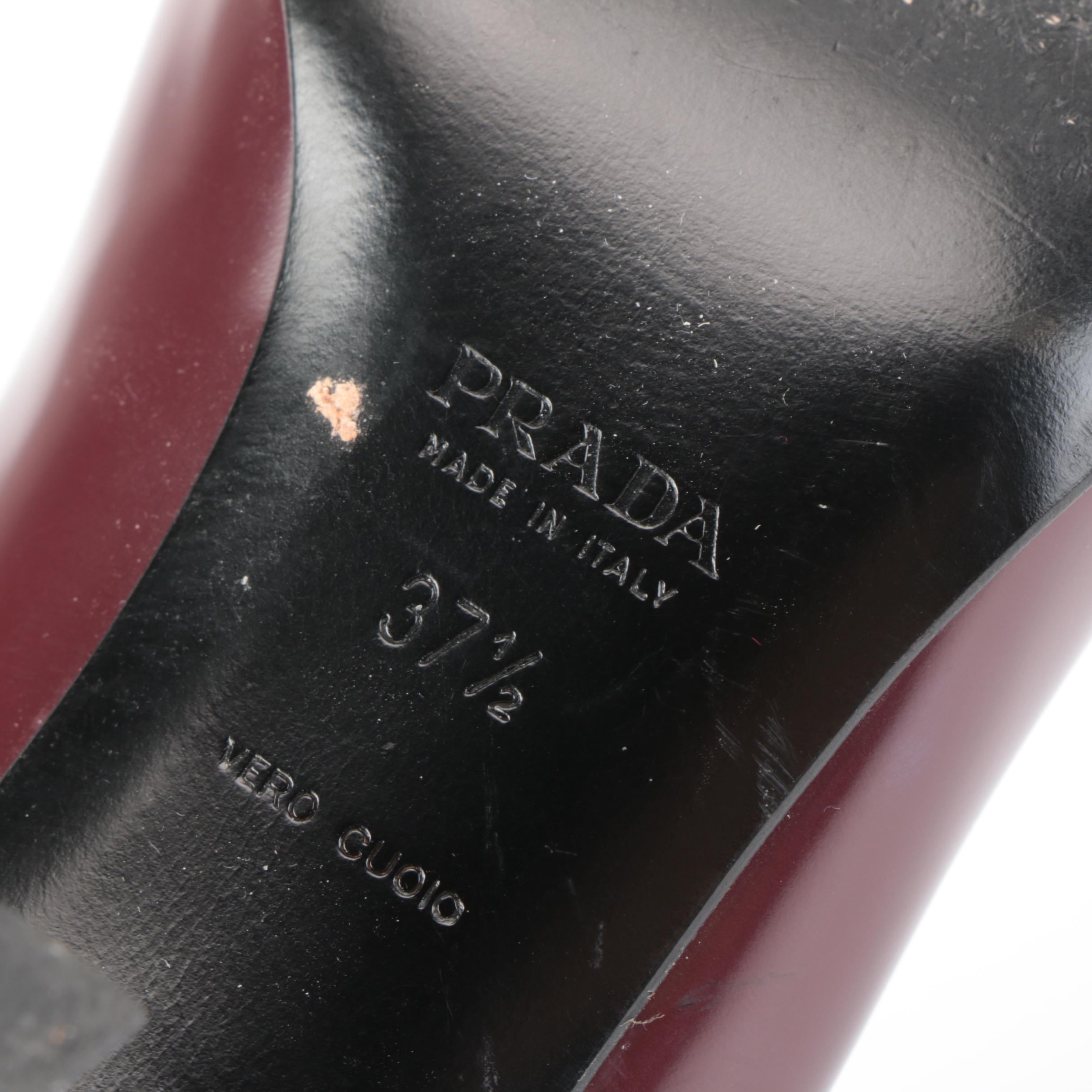 Prada Spazzolato Leather Square Toe Pumps with Box