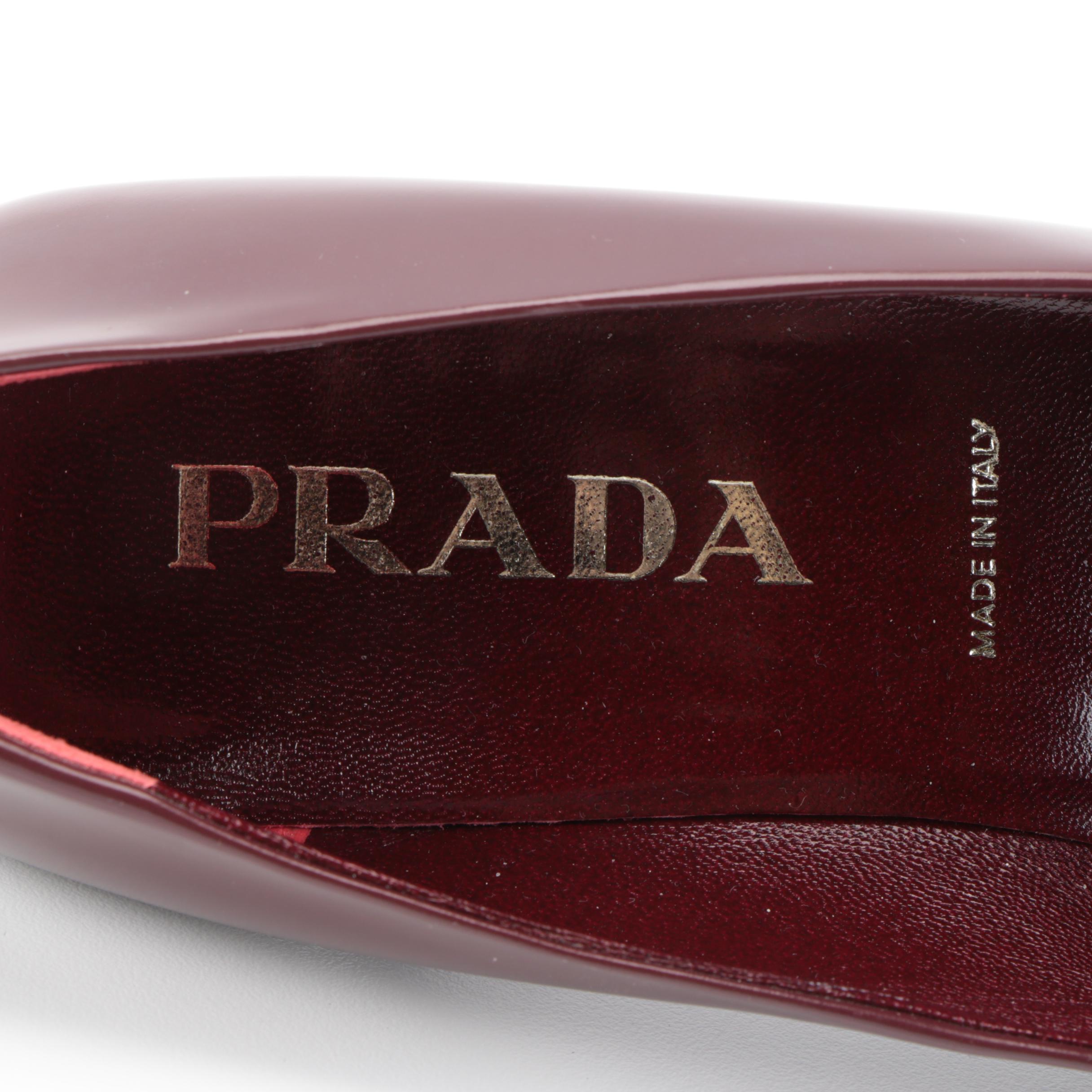 Prada Spazzolato Leather Square Toe Pumps with Box