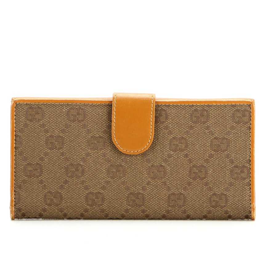 Gucci Continental Wallet in GG Canvas with Leather