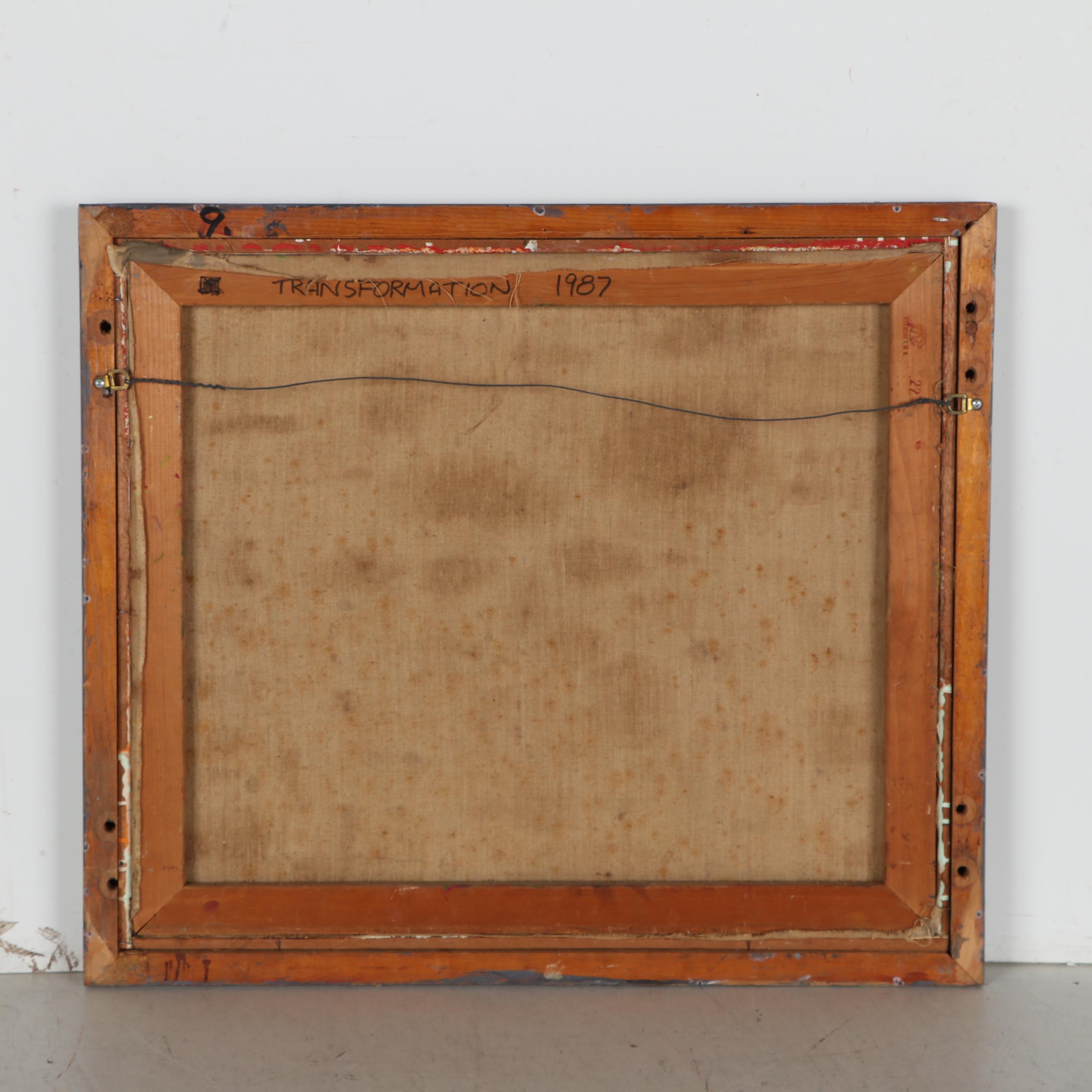 Walter Sorge Abstract Oil Painting "Transformation," 1987