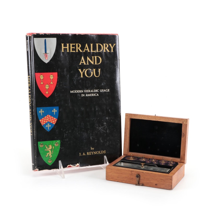 "Heraldry and You" by J. A. Reynolds and Weight Set, Mid-20th Century