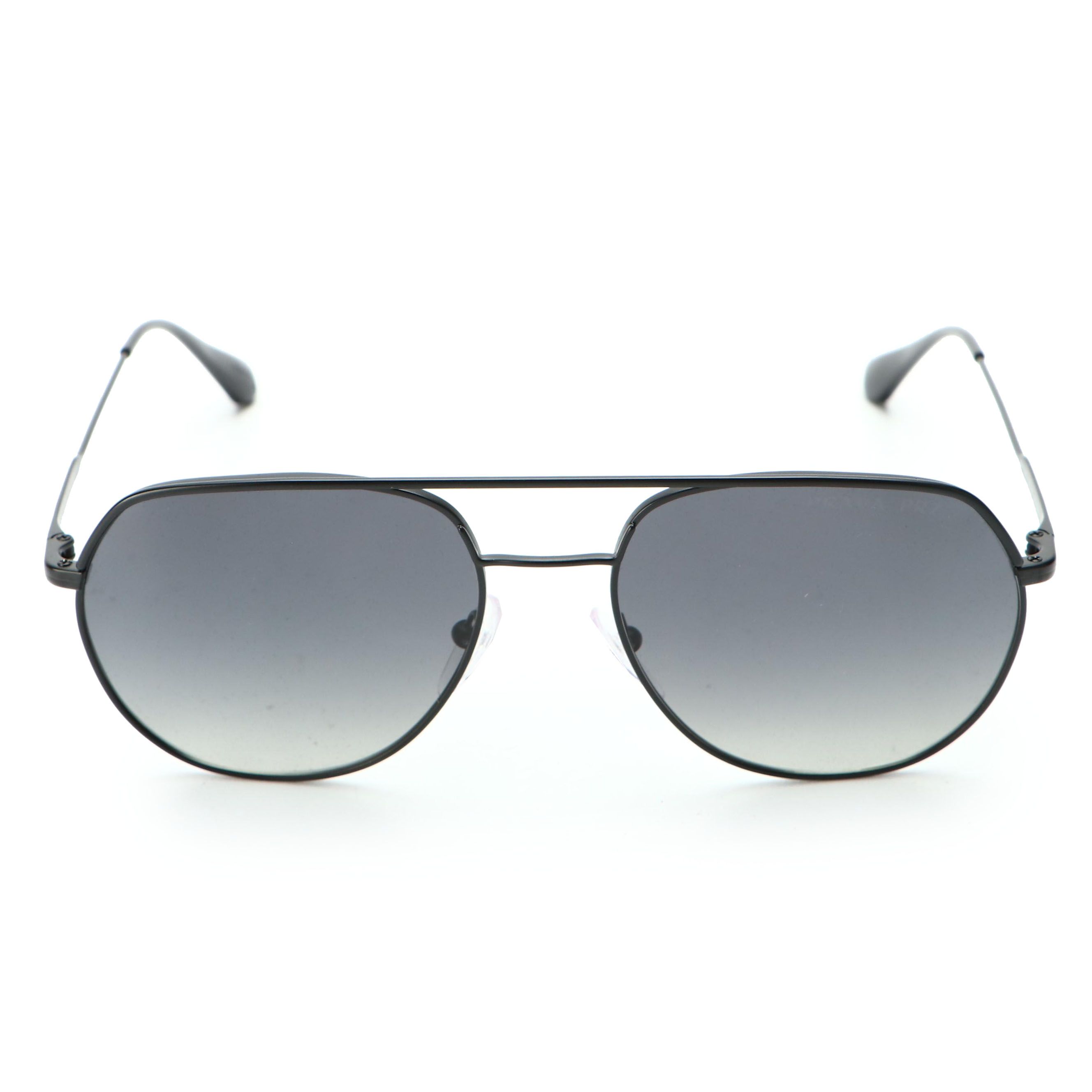 Prada SPR 55U Polarized Aviator Sunglasses in Black with Case and Box