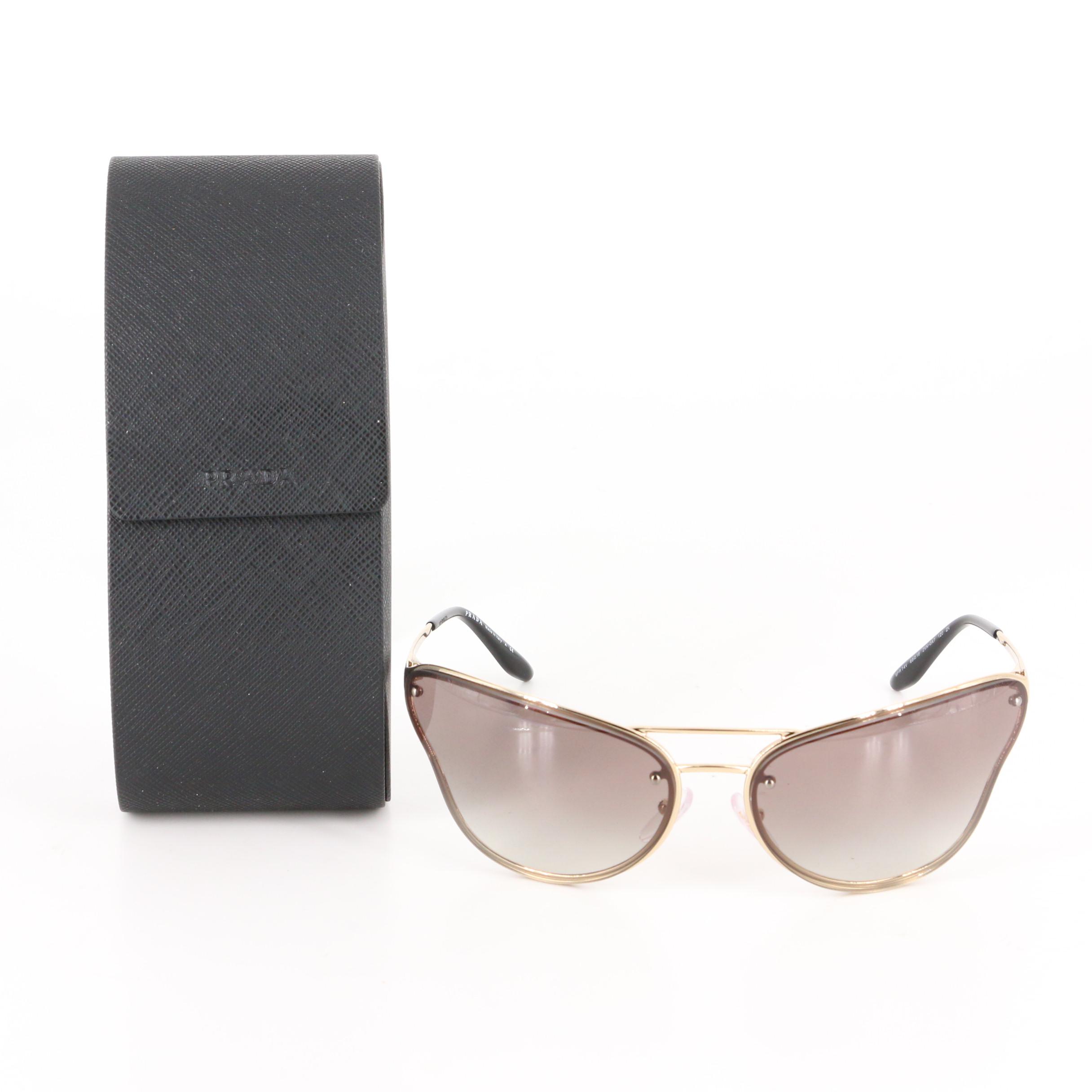 Prada SPR74V Modified Cat Eye Shield Sunglasses with Case
