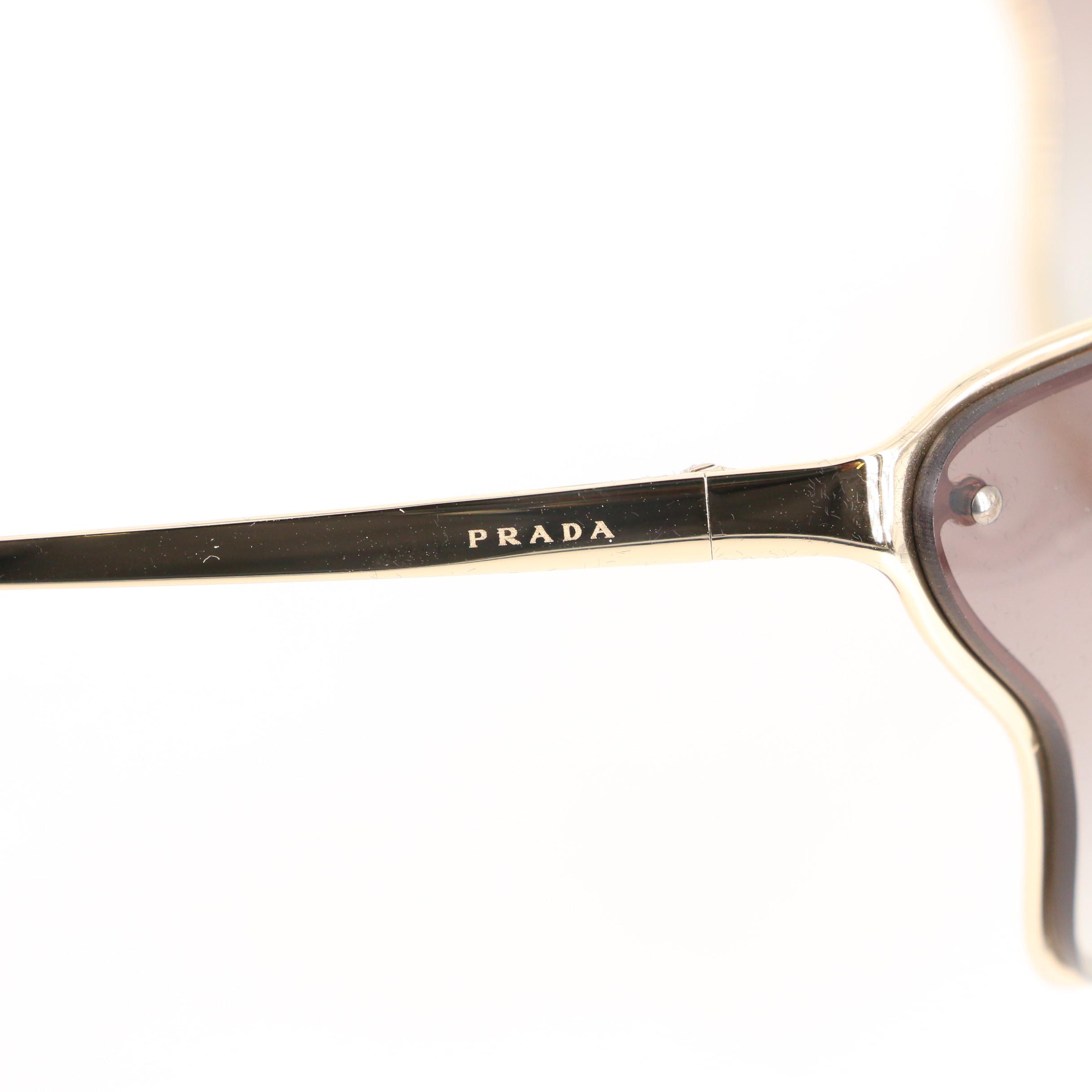 Prada SPR74V Modified Cat Eye Shield Sunglasses with Case
