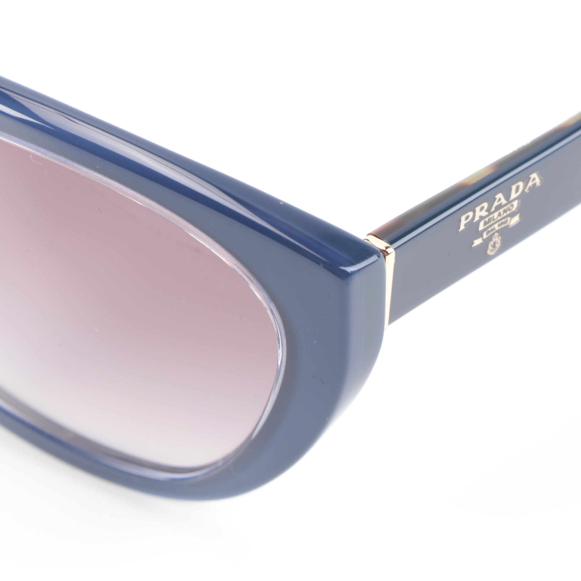 Prada SPR 16X-F Modified Cat Eye Sunglasses with Case and Box