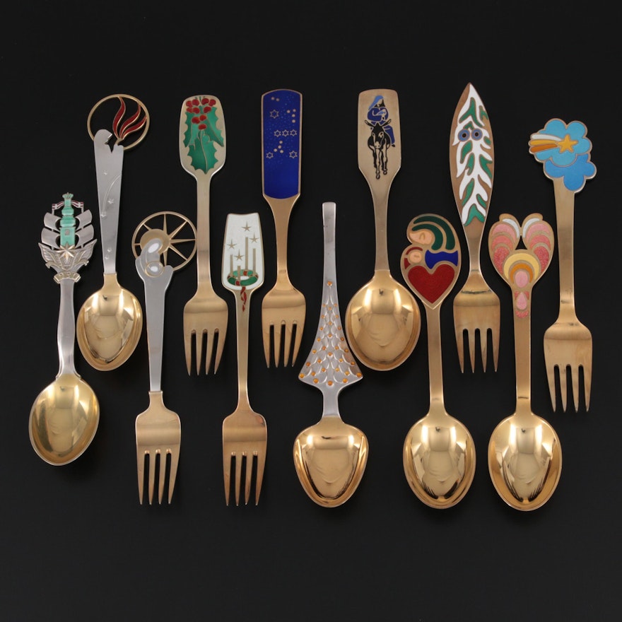 A. Michelsen Enameled Danish Sterling Silver Annual Holiday Spoons