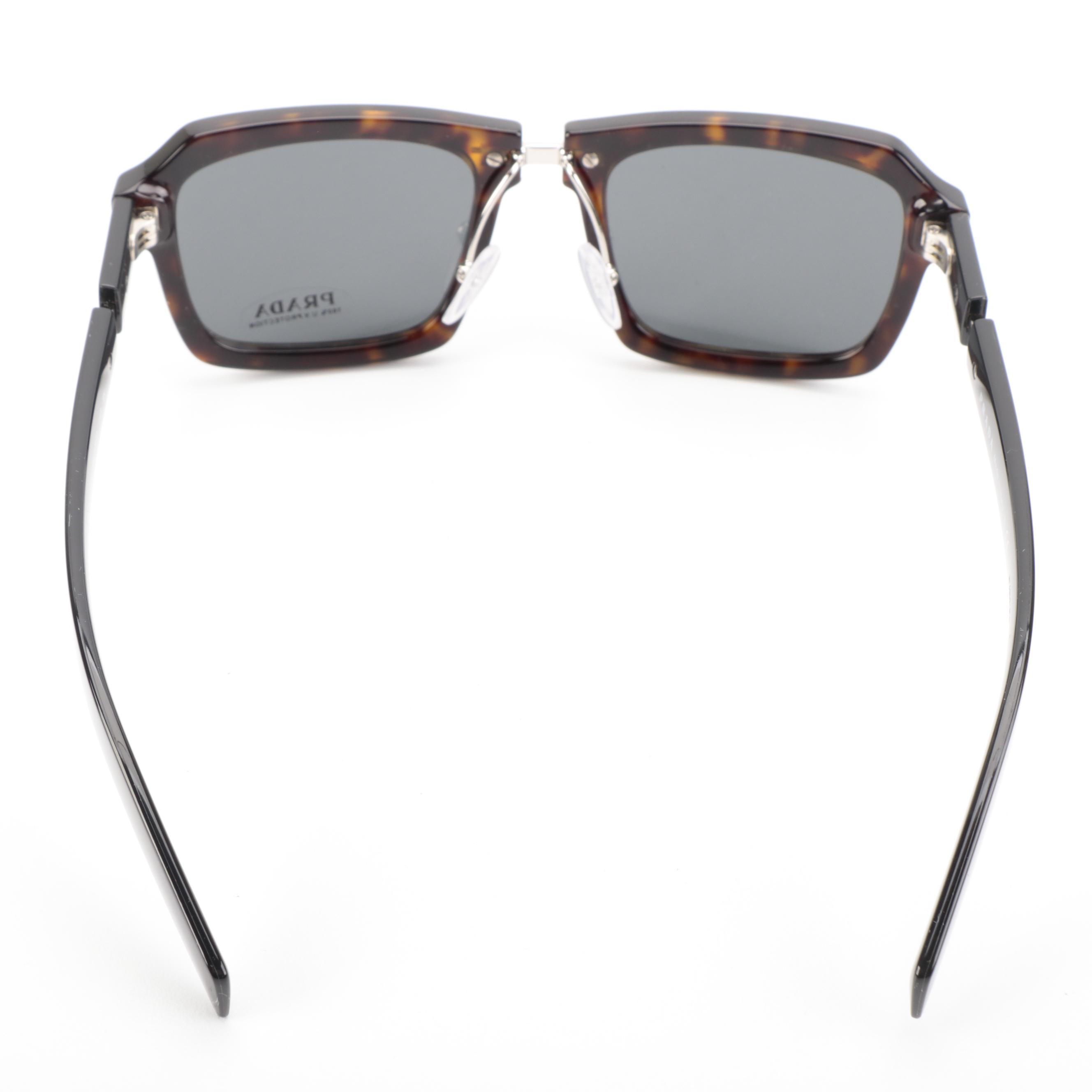 Prada SPR09X Square Brown/Havana Frame Sunglasses with Dark Grey Lenses