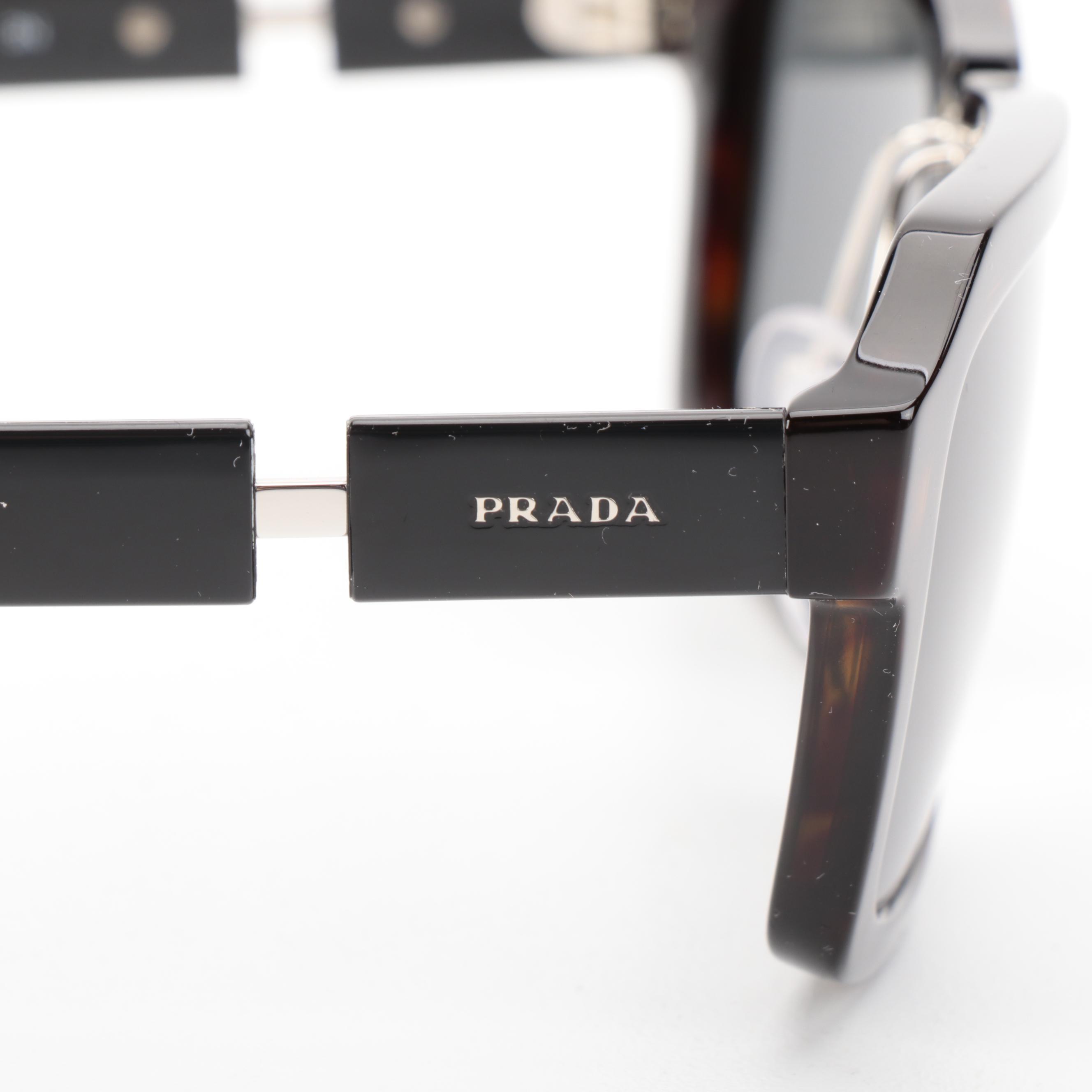 Prada SPR09X Square Brown/Havana Frame Sunglasses with Dark Grey Lenses