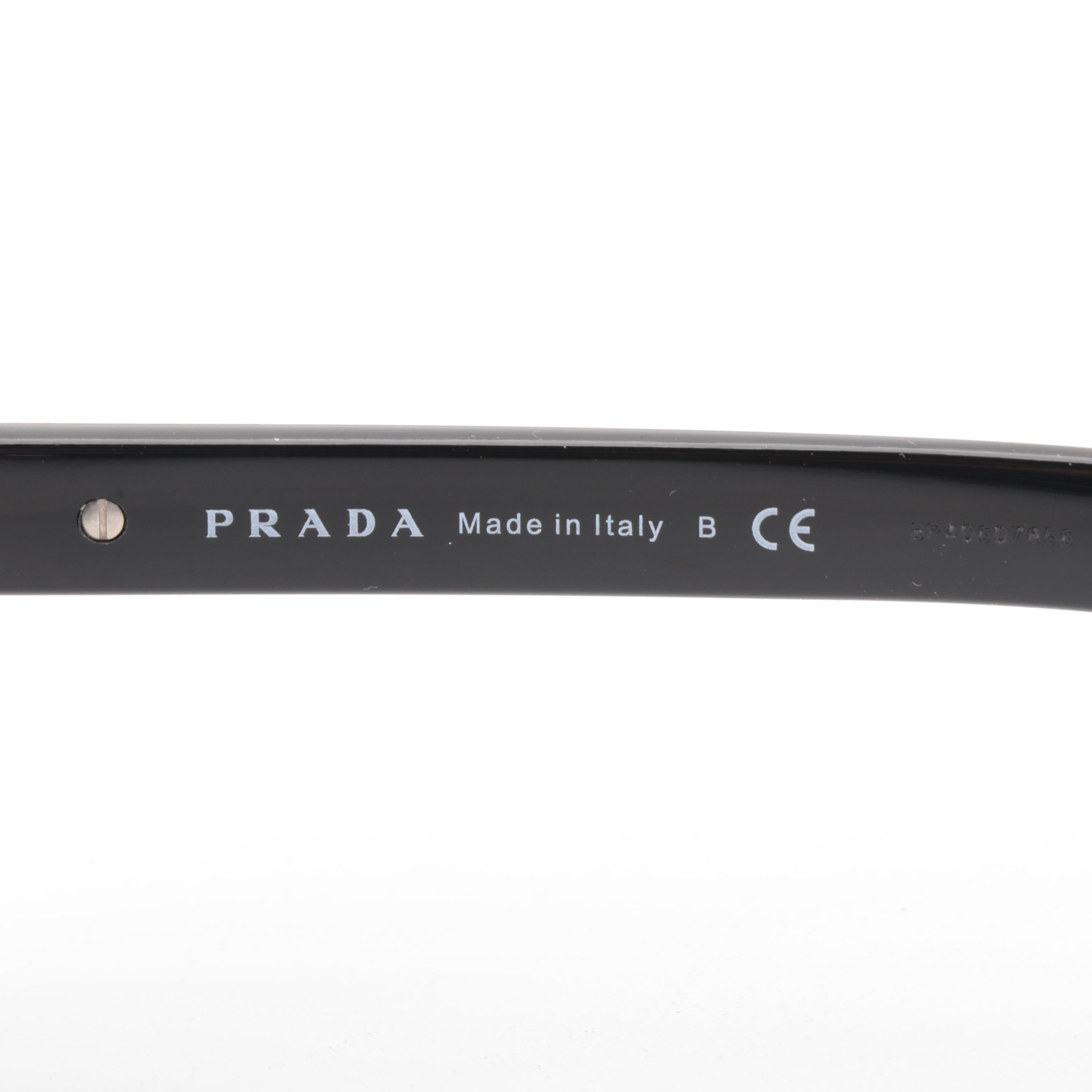 Prada SPR09X Square Brown/Havana Frame Sunglasses with Dark Grey Lenses
