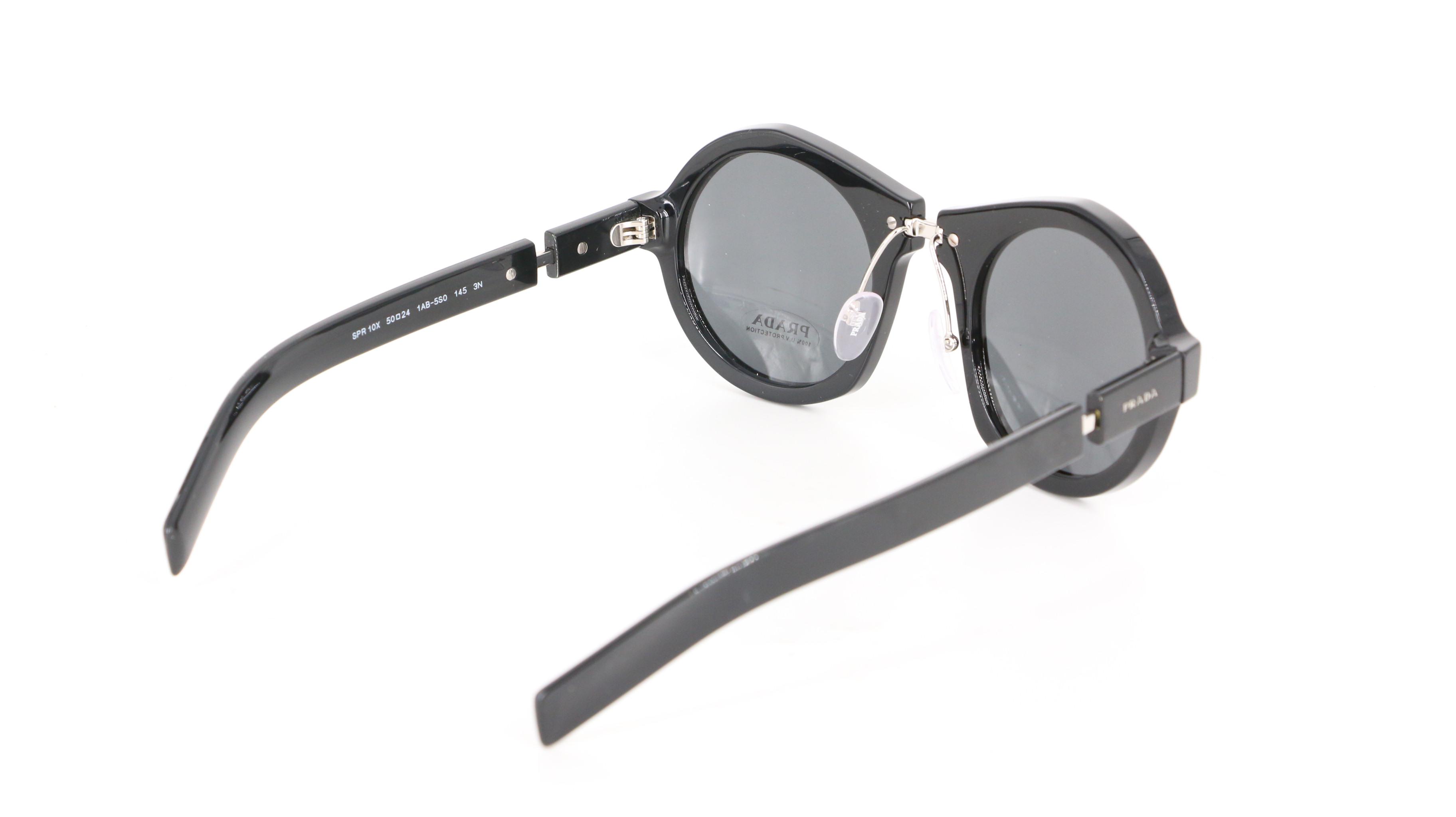 Prada SPR10X Round Sunglasses in Black with Case