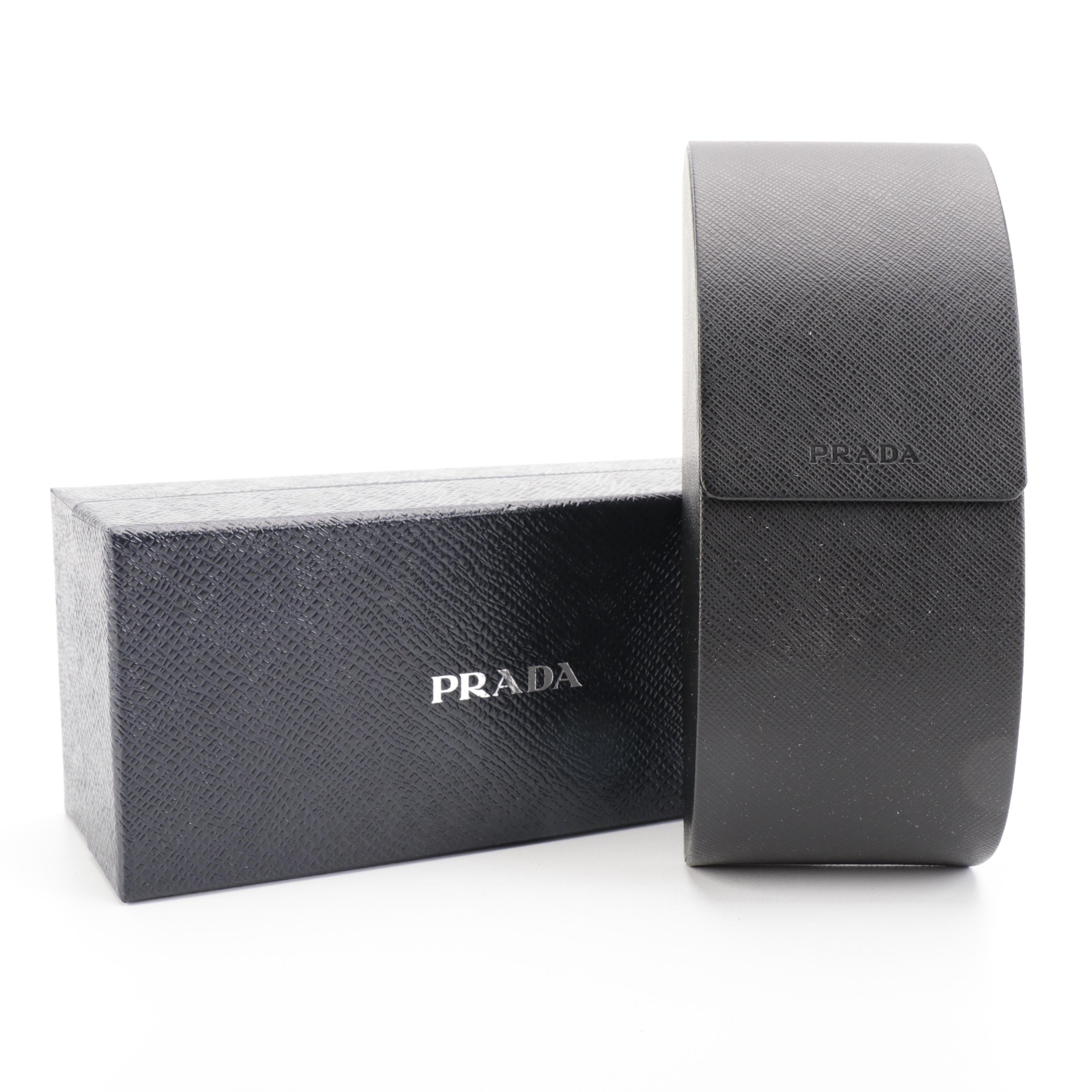 Prada SPR09X Square Brown/Havana Frame Sunglasses with Dark Grey Lenses